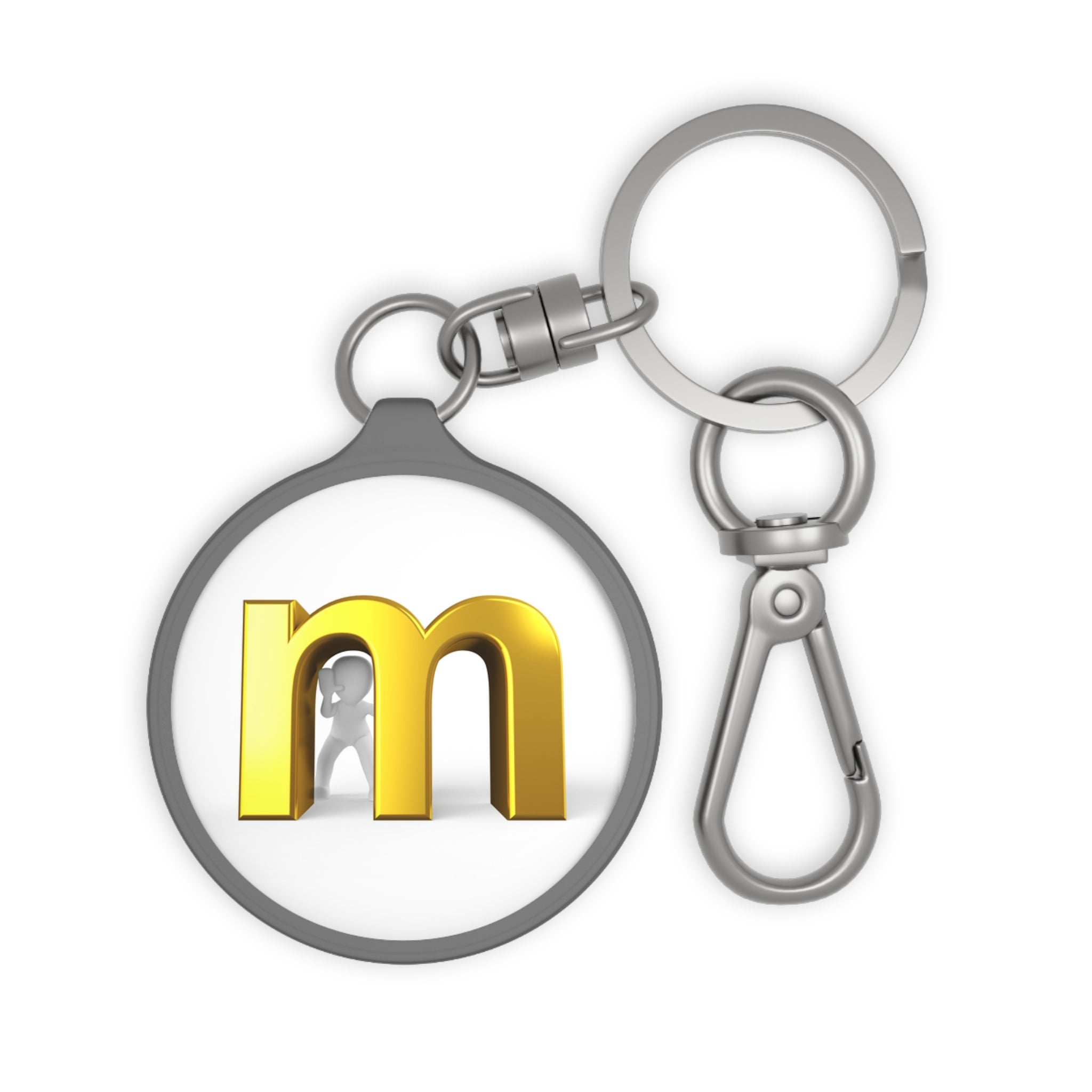Gold 3D Letter M keyring tag | Monogram Keychain