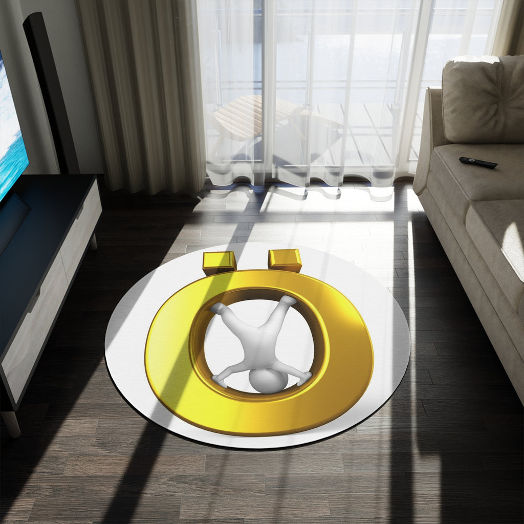 Golden Letter Ö with Figure Round Rug | Home Decor