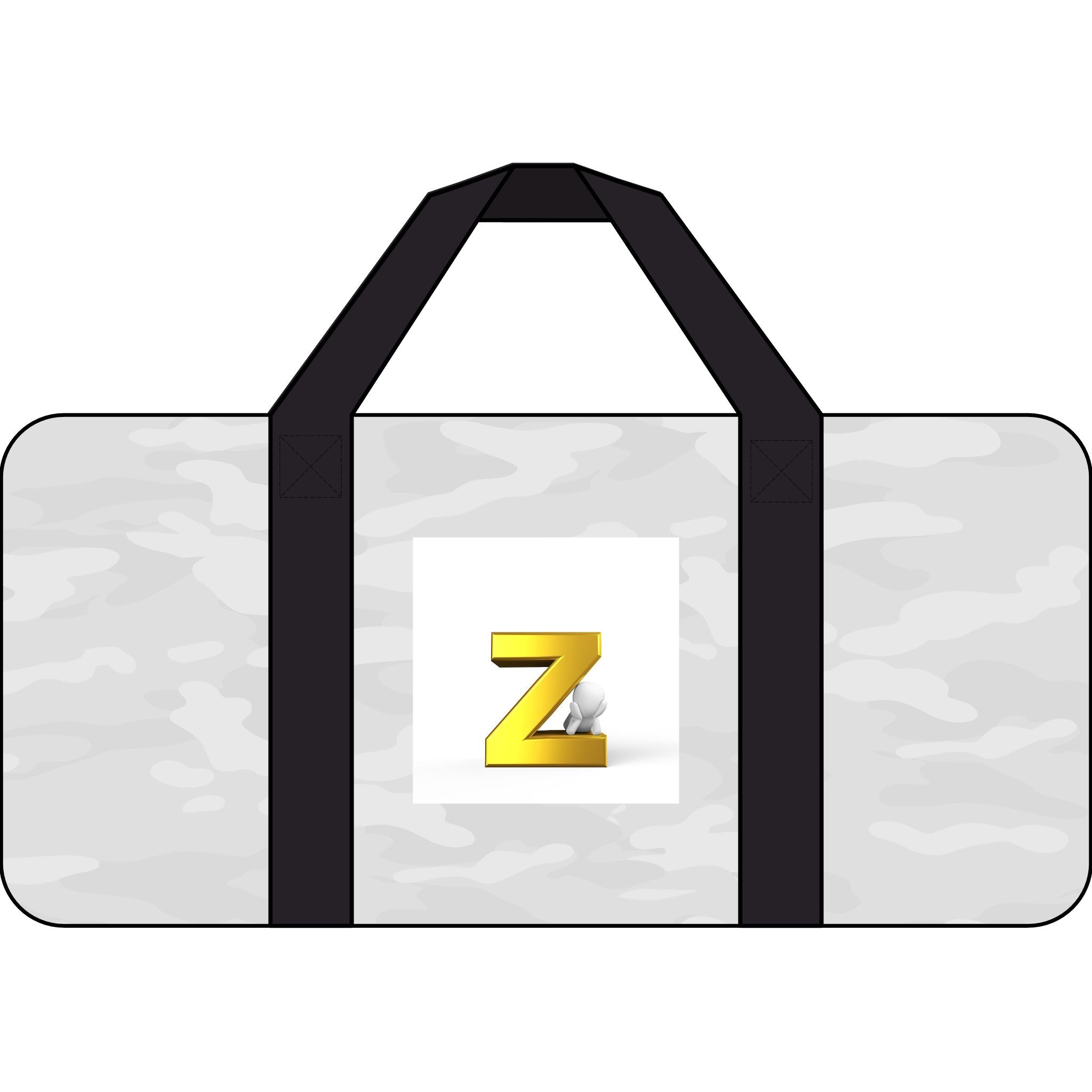 Gold Z Initial Duffel Bag | Checker Strap, Black Camo Travel Bag
