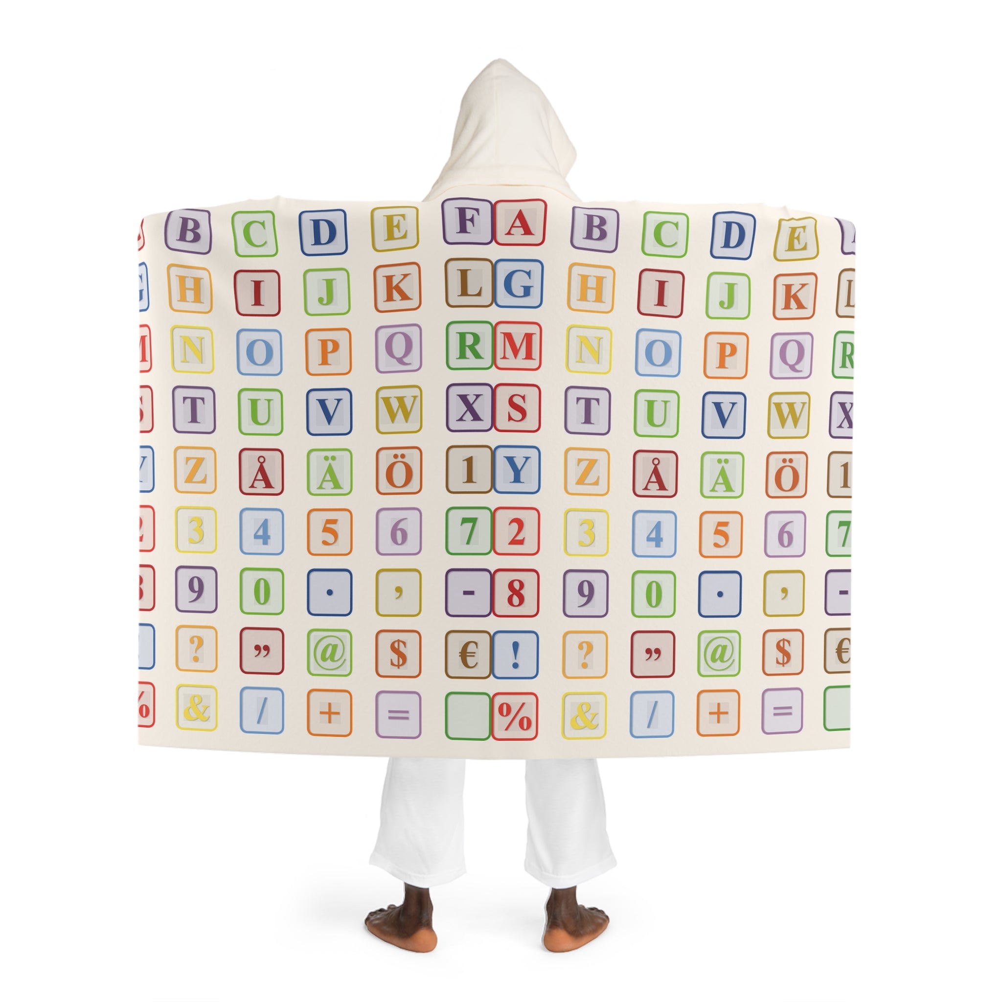Alphabet Block Hooded Blanket | Sherpa Fleece Letter Pattern