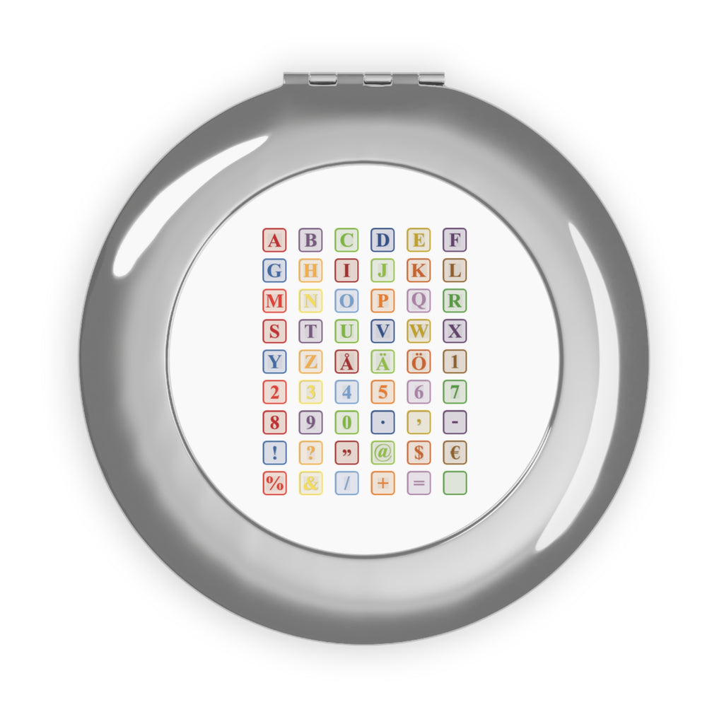 Alphabet Blocks Compact Travel Mirror | Colorful Letter Grid Makeup Mirror