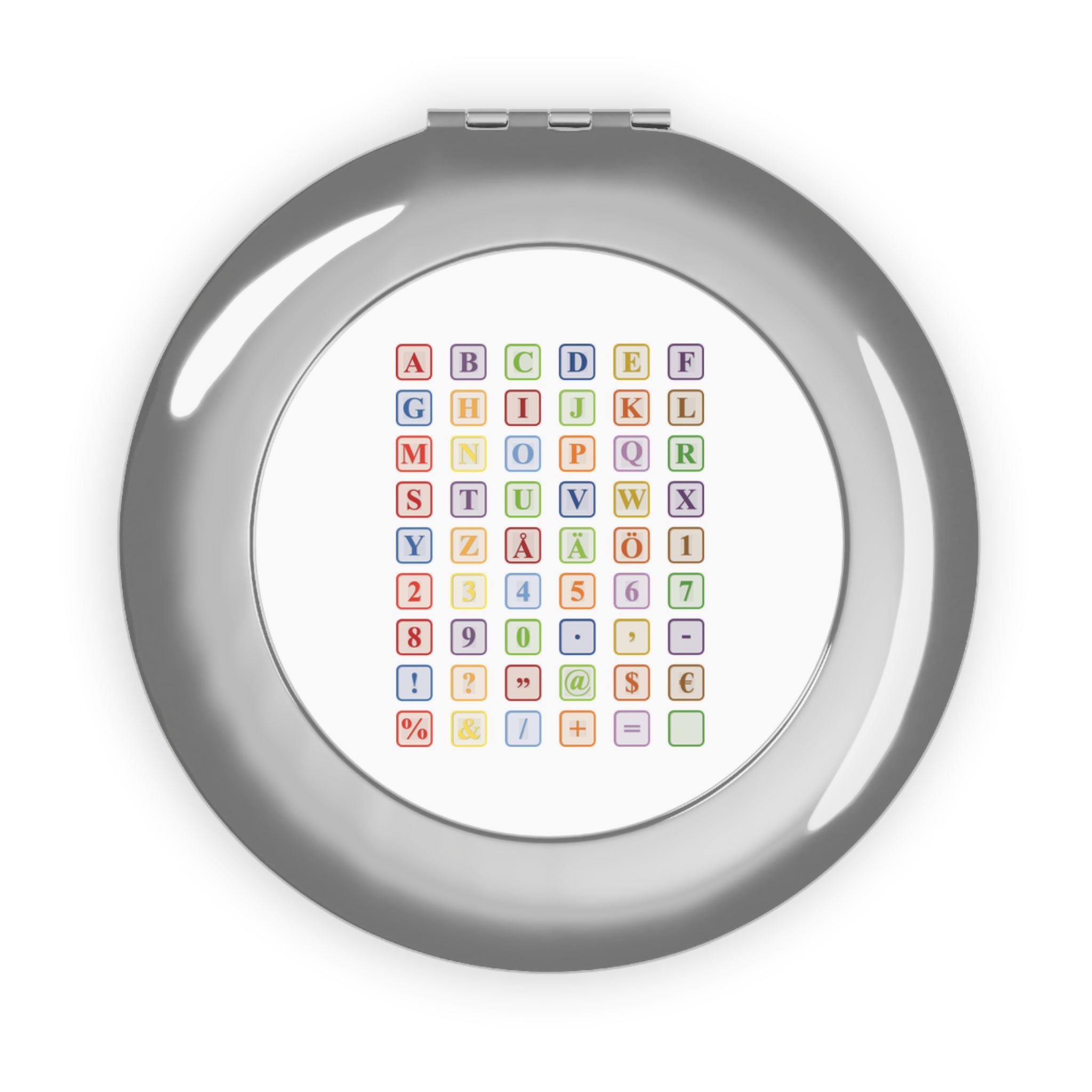 Alphabet Blocks Compact Travel Mirror | Colorful Letter Grid Makeup Mirror