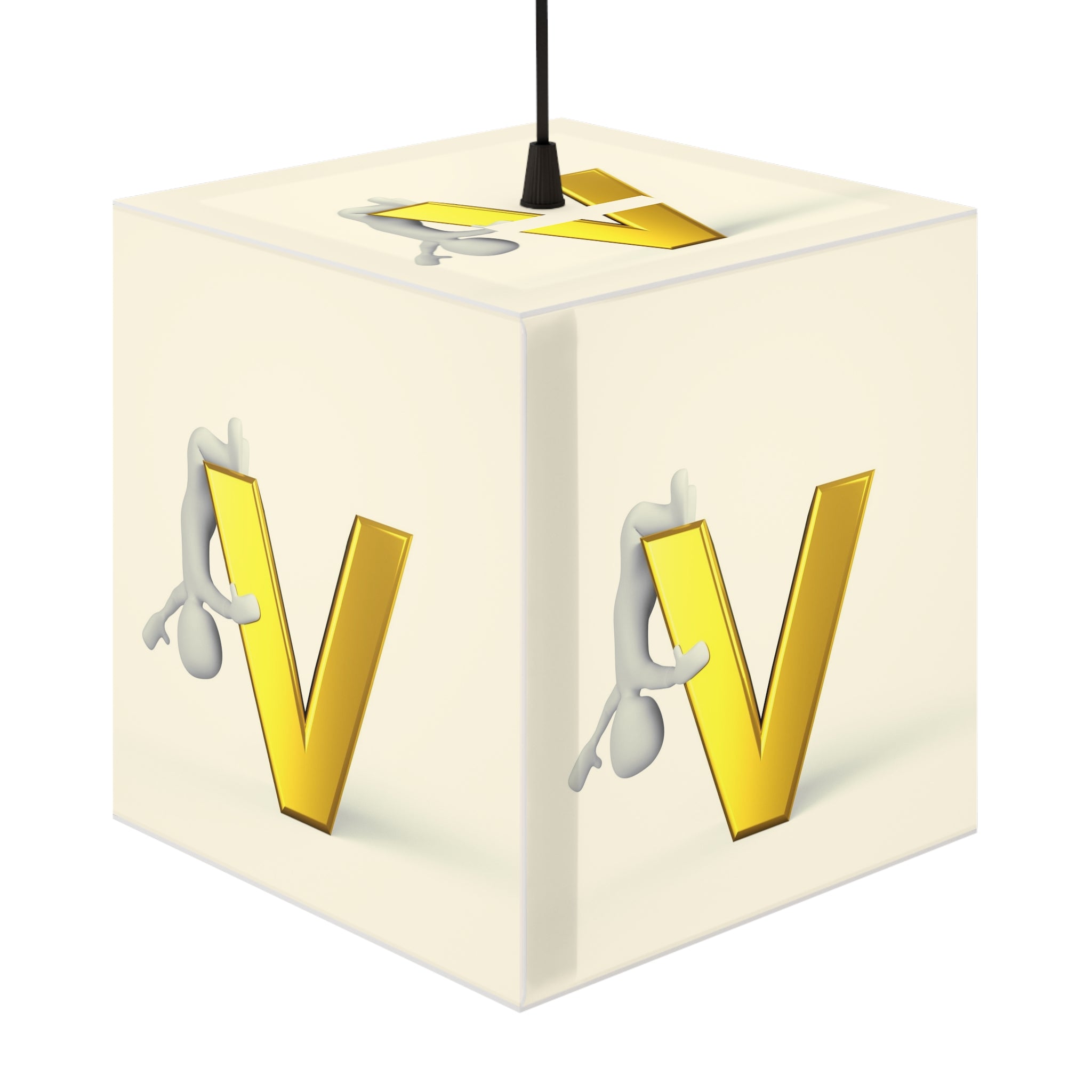 Gold Letter V Light Cube Lamp | Initial Monogram Hanging Lamp