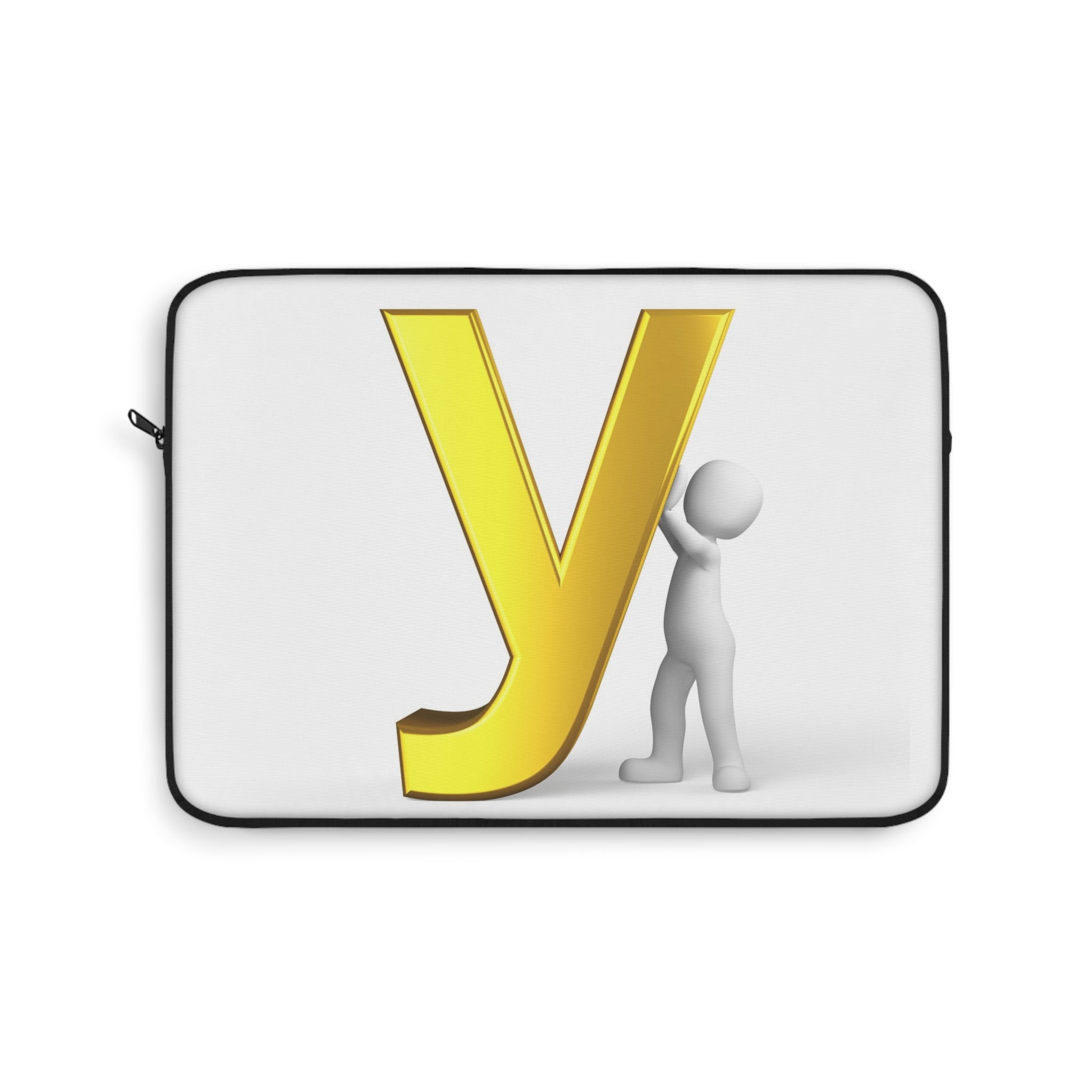 Yellow Letter Y Monogram Laptop Sleeve | 3D Character Initial Design