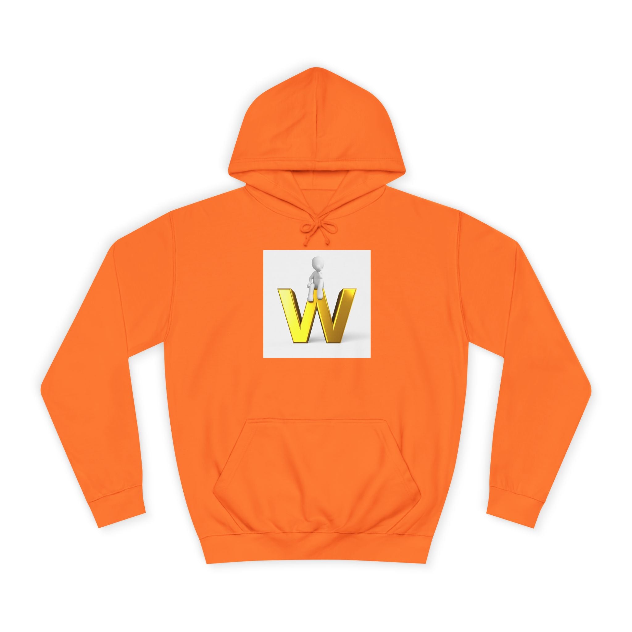 Sweat à capuche lettre W dorée 3D avec figurine assise | Sweat-shirt initiale W