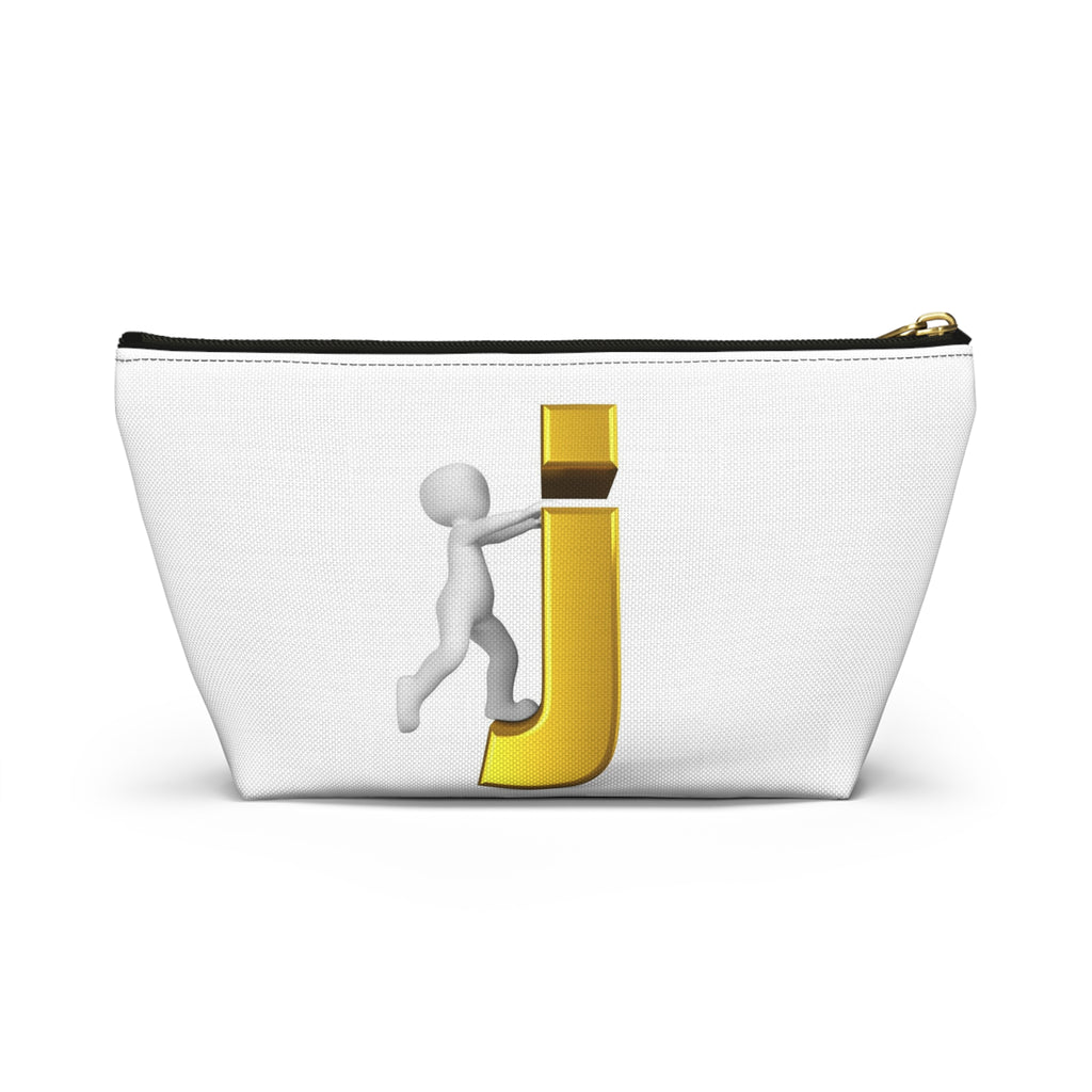 Stick Figure Pushing Gold Letter J Accessory Pouch
