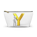 Gold Letter Y with Figure Accessory Pouch | Monogram Makeup Bag