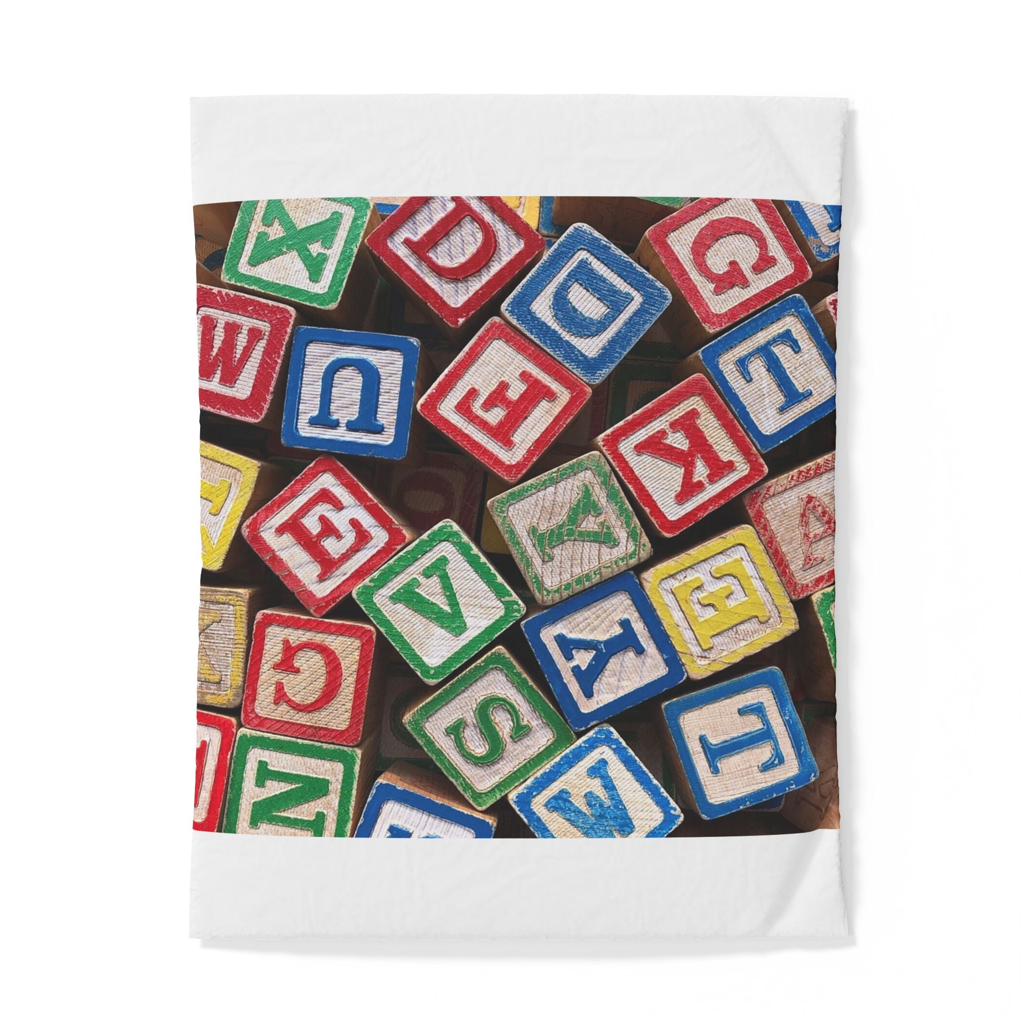 Housse de couette en coton Blocs de construction Alphabet | Parure de lit enfant Blocs colorés