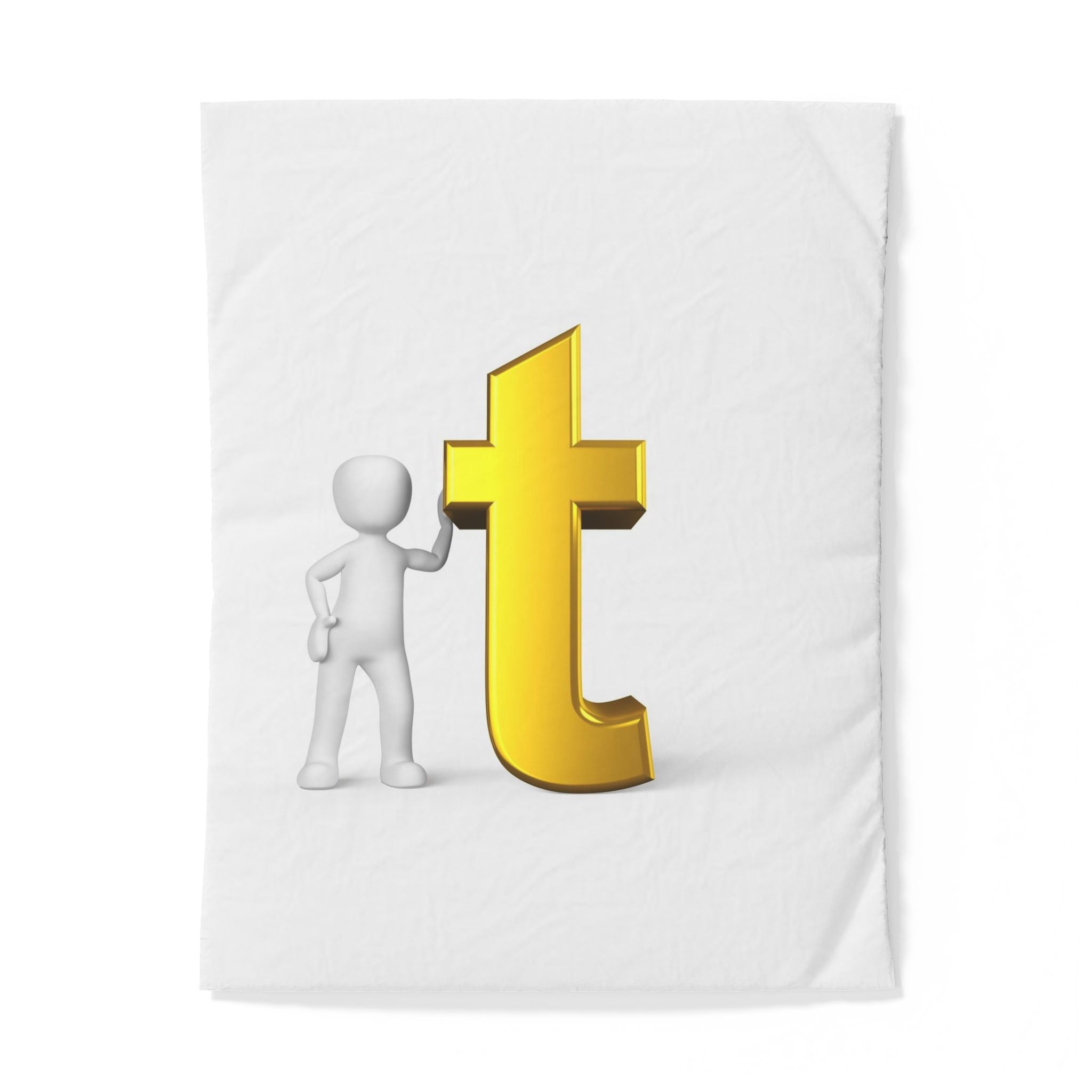 Housse de couette Figure et lettre T en or 3D | Parure de lit monogramme alphabet