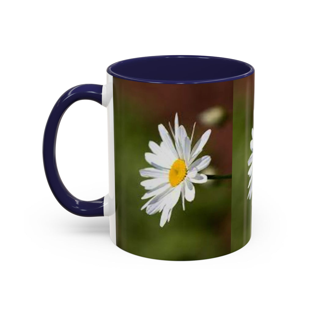 White Daisy Floral Accent Mug | 11oz or 15oz Ceramic