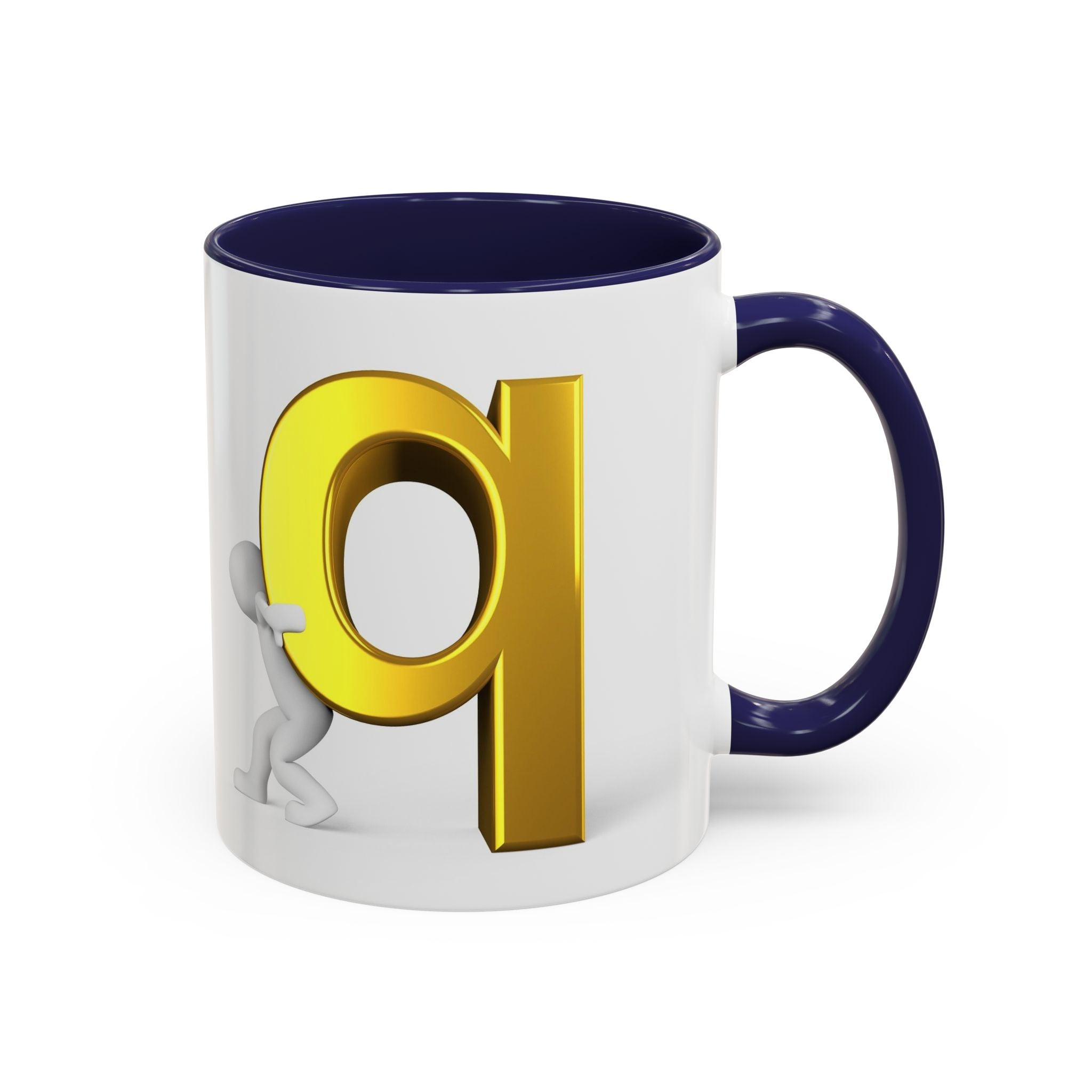 Gold Letter Q Push Character Mug | Accent Coffee Mug 11oz 15oz