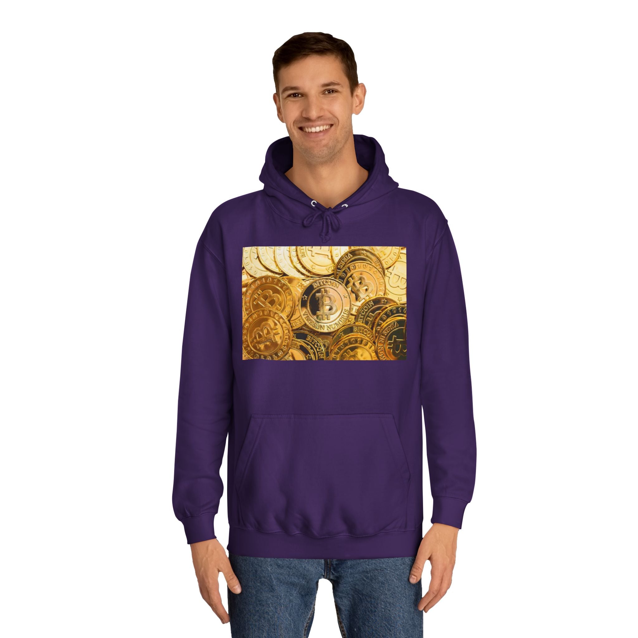 Golden Bitcoin Coins Hoodie | Crypto Cryptocurrency Crypto Art, Digital Currency Apparel