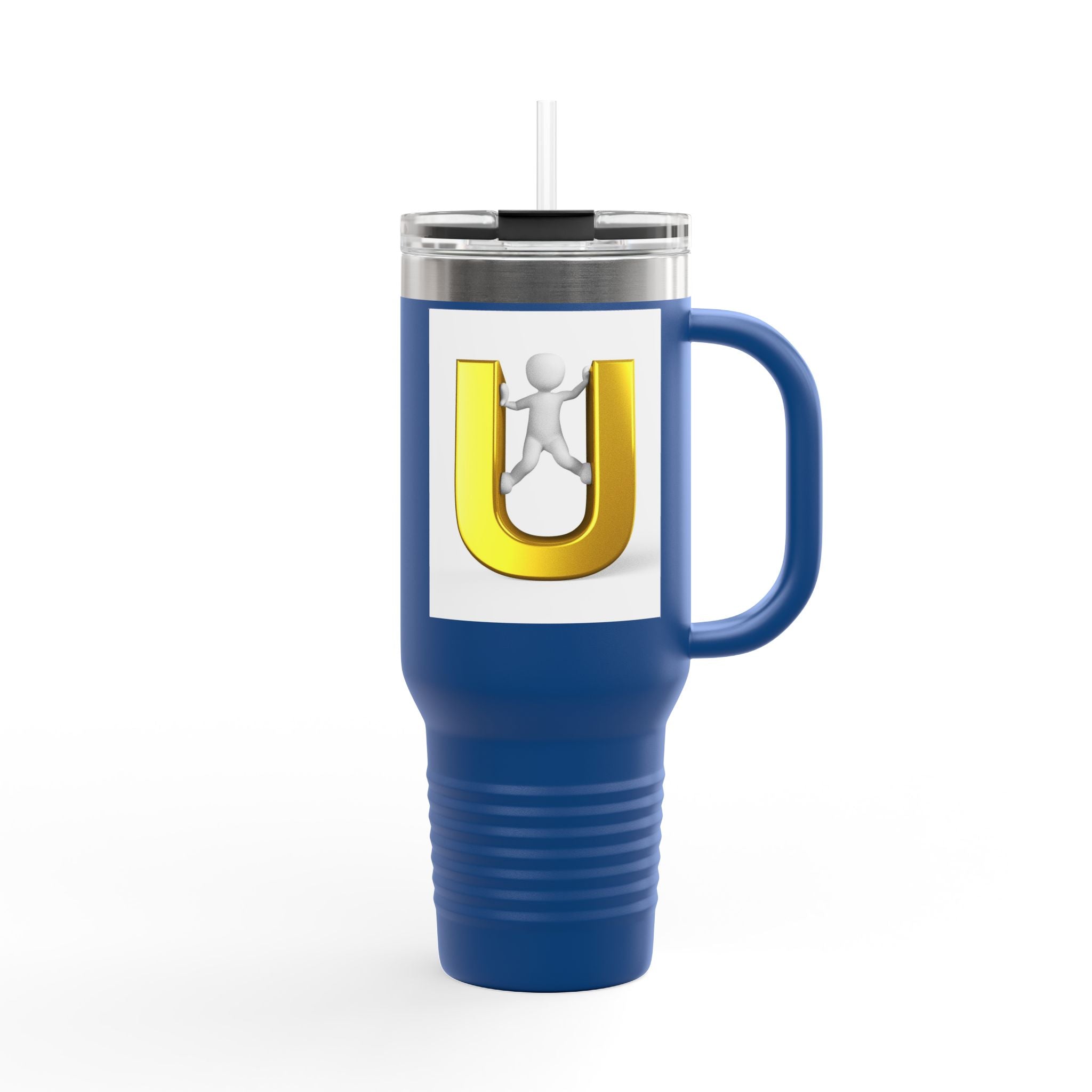 3D Gold Letter U with Figure Insulated Travel Mug 40oz | Tumbler