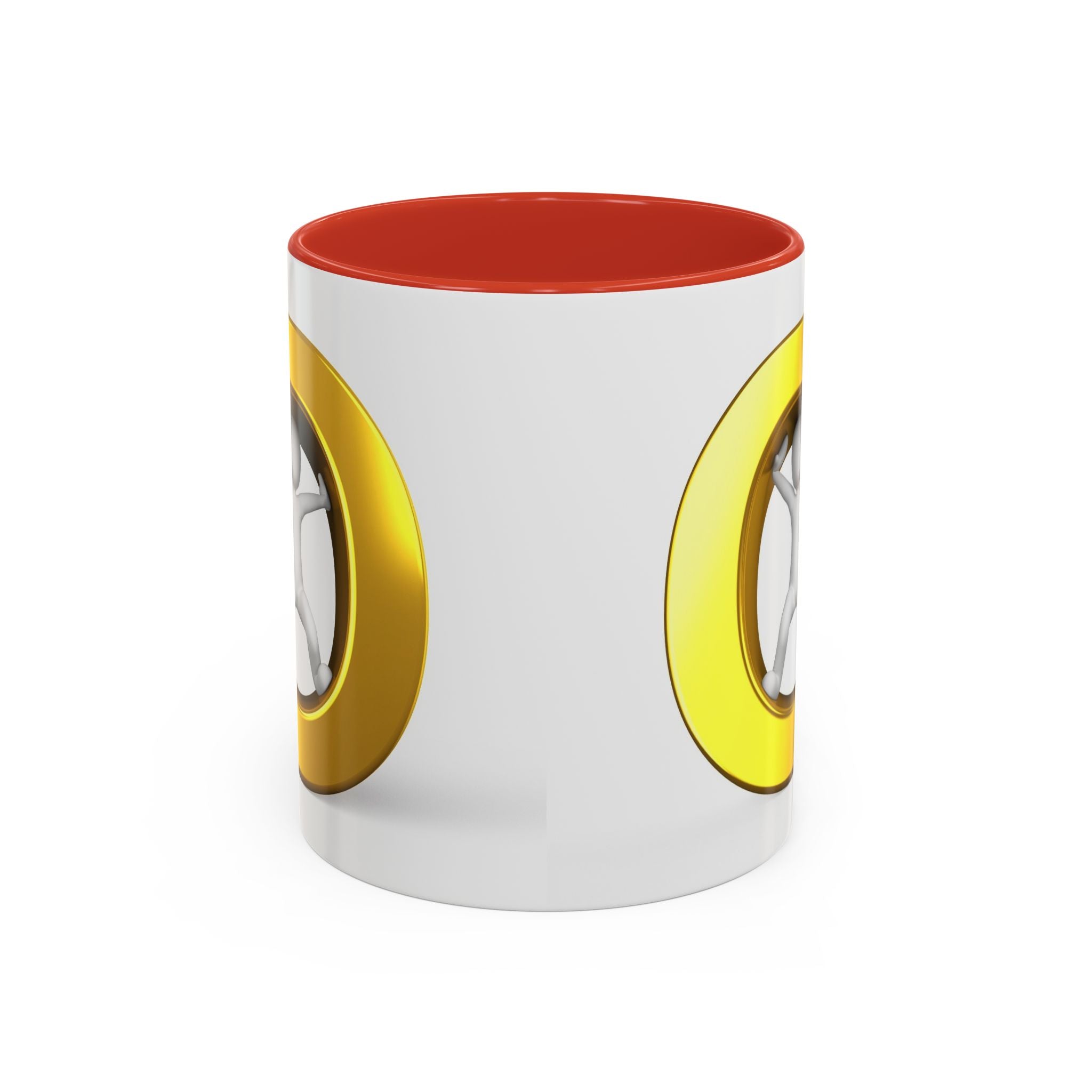 Mug en céramique avec bonhomme allumette à l'intérieur de la lettre O dorée | Tasse à café bicolore 325ml 440ml