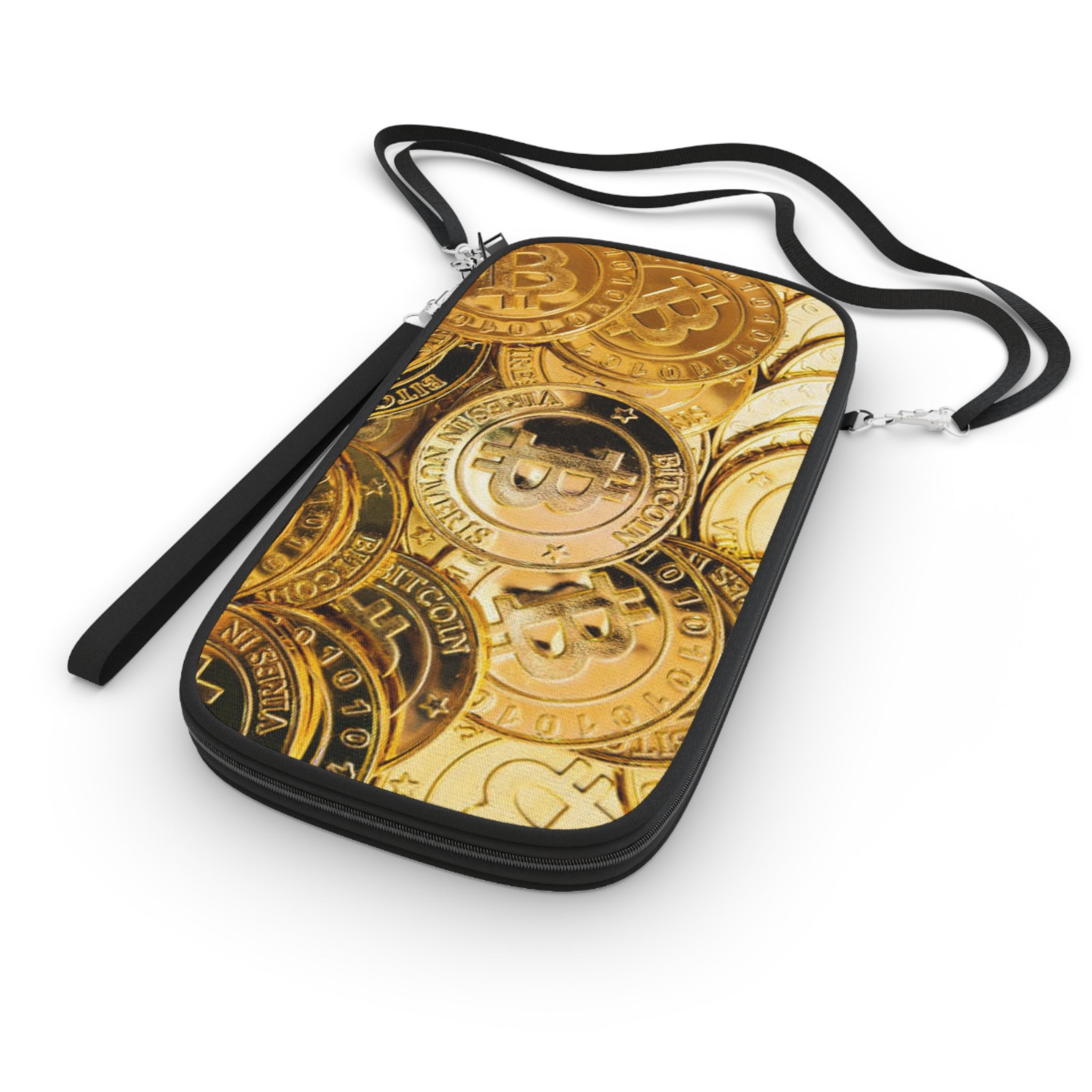 Bitcoin Coin Pattern Passport Wallet | Cryptocurrency Travel Accessory