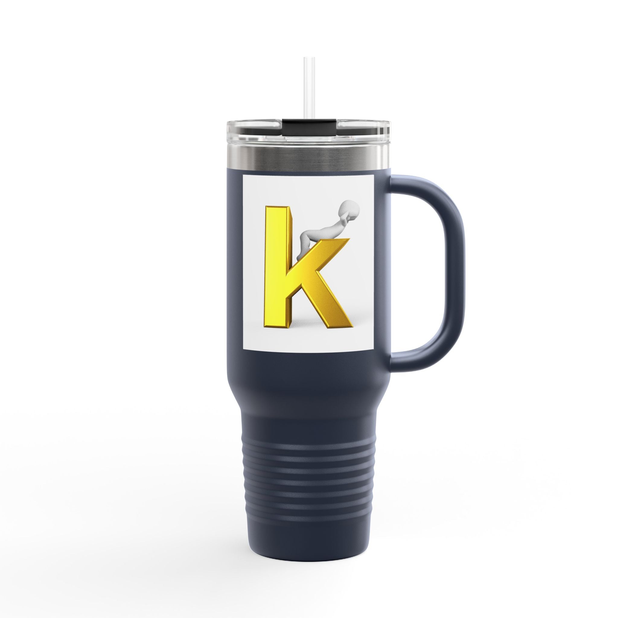Yellow 3D Letter K Initial Travel Mug | 40oz Insulated Tumbler