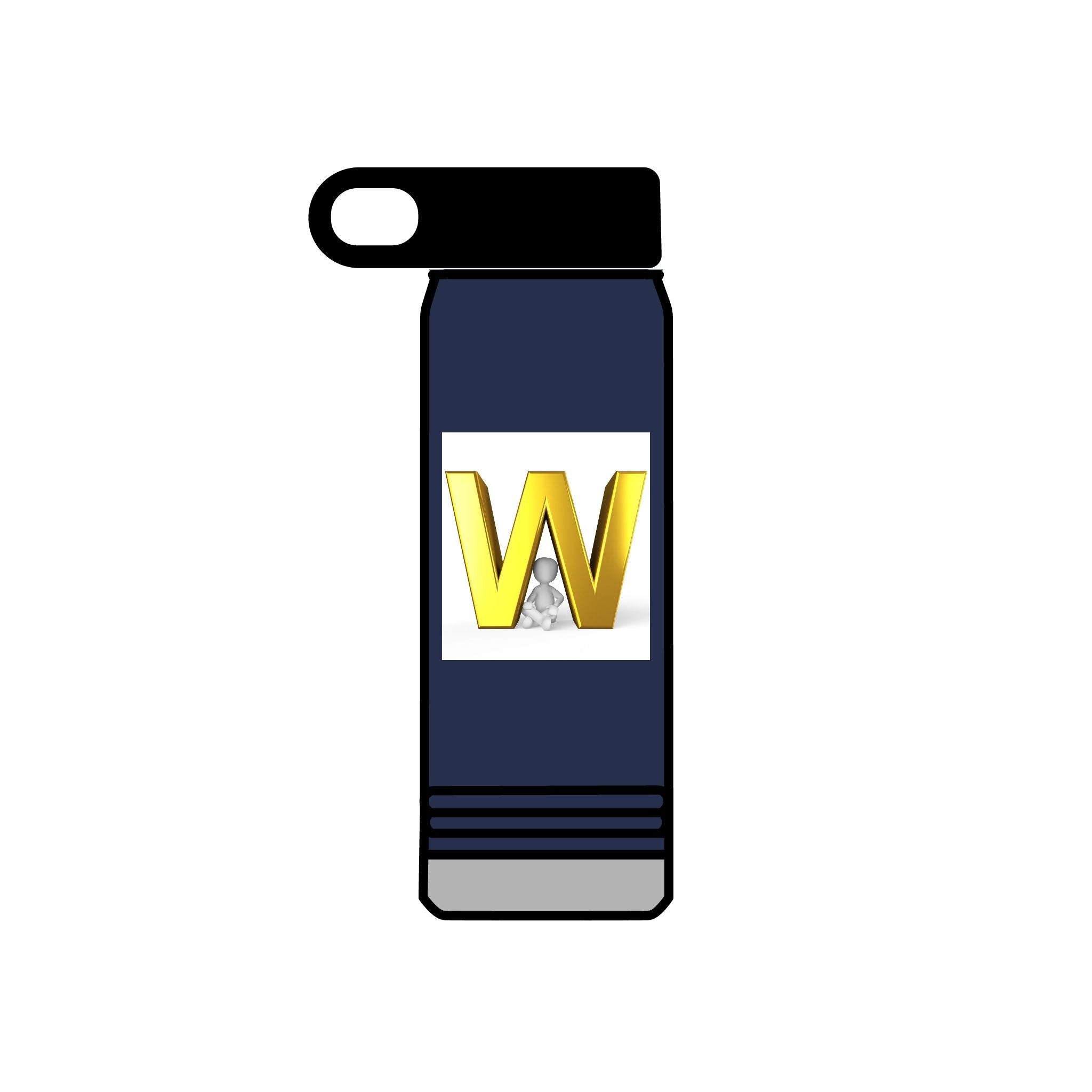 Bouteille d'eau Monogramme Lettre W Dorée | Bouteille en acier inoxydable de 590 ml
