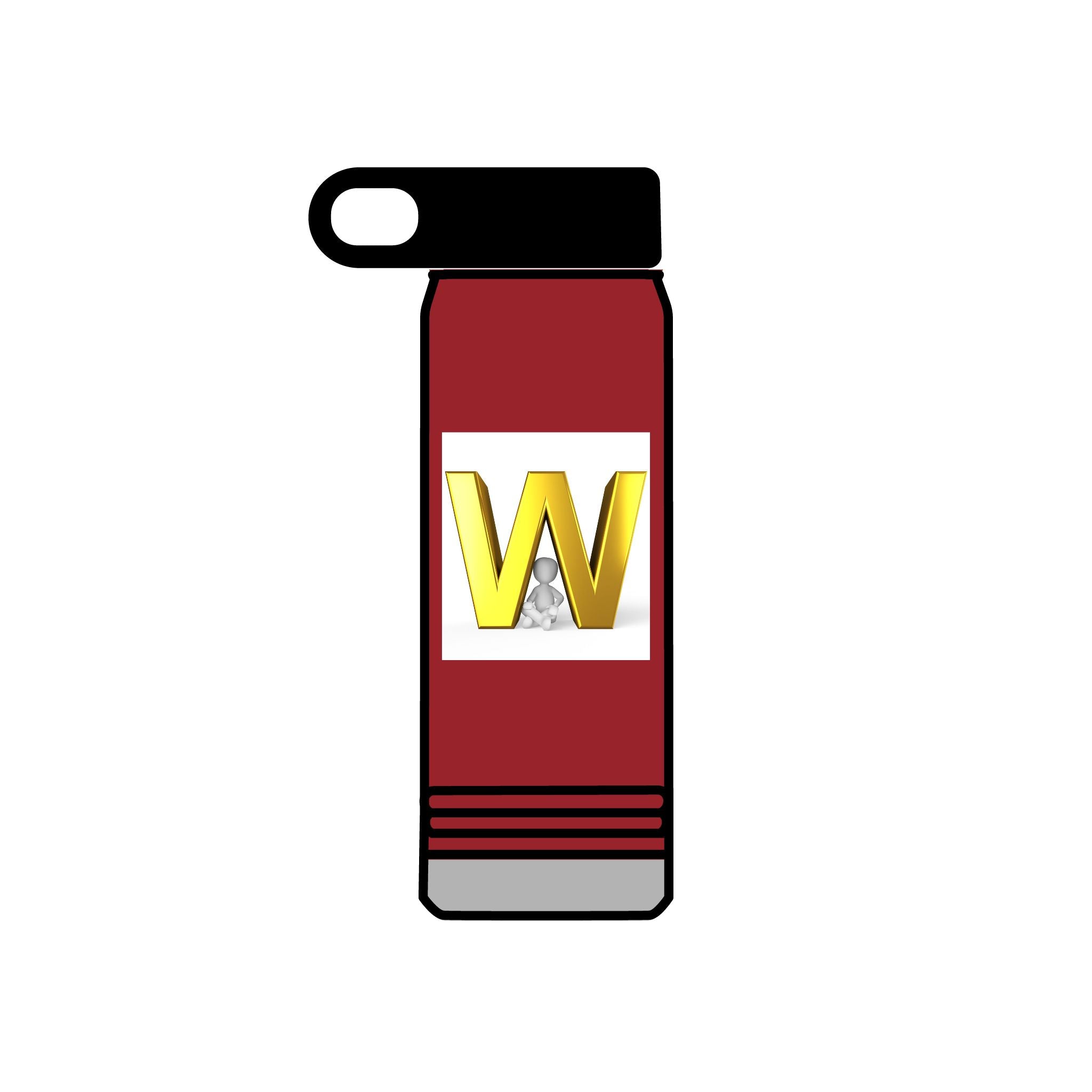 Bouteille d'eau Monogramme Lettre W Dorée | Bouteille en acier inoxydable de 590 ml