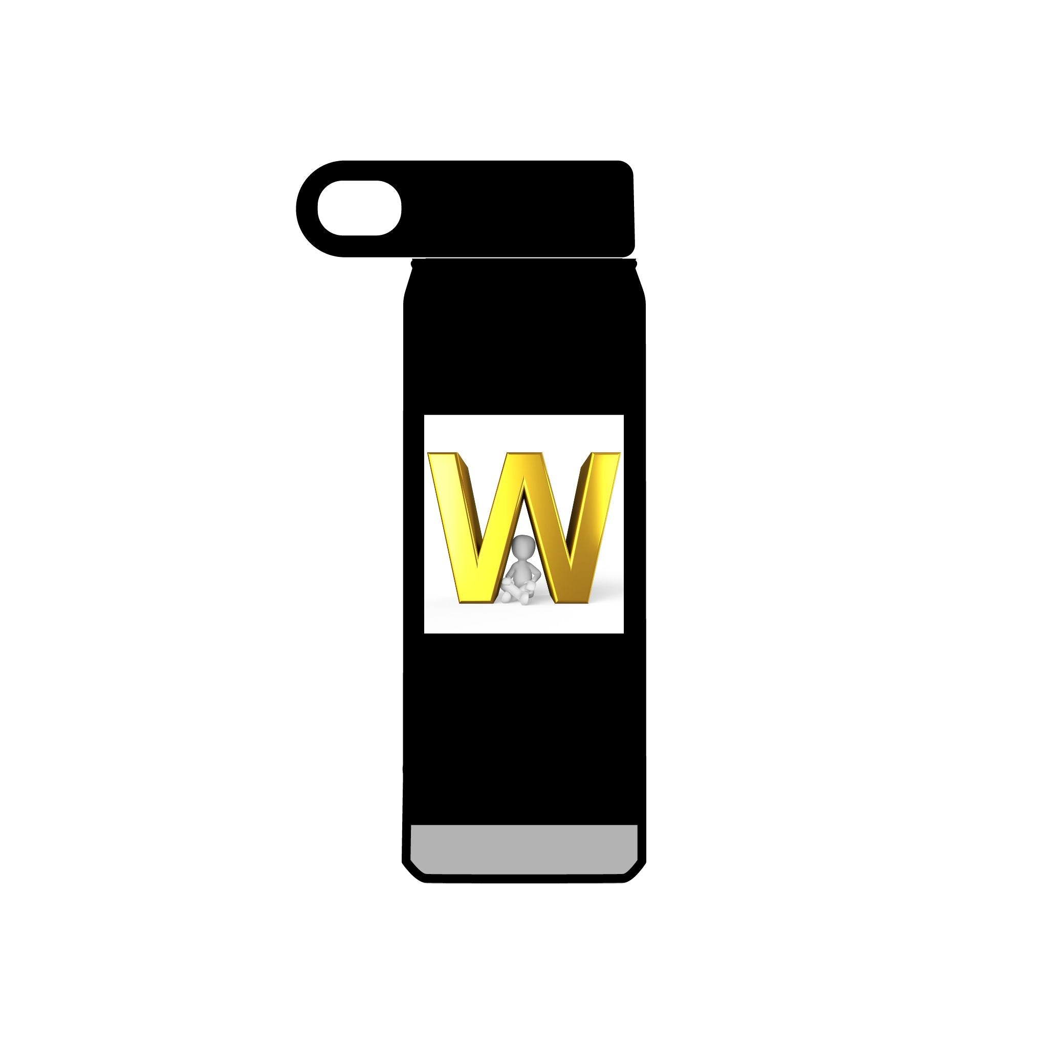Bouteille d'eau Monogramme Lettre W Dorée | Bouteille en acier inoxydable de 590 ml