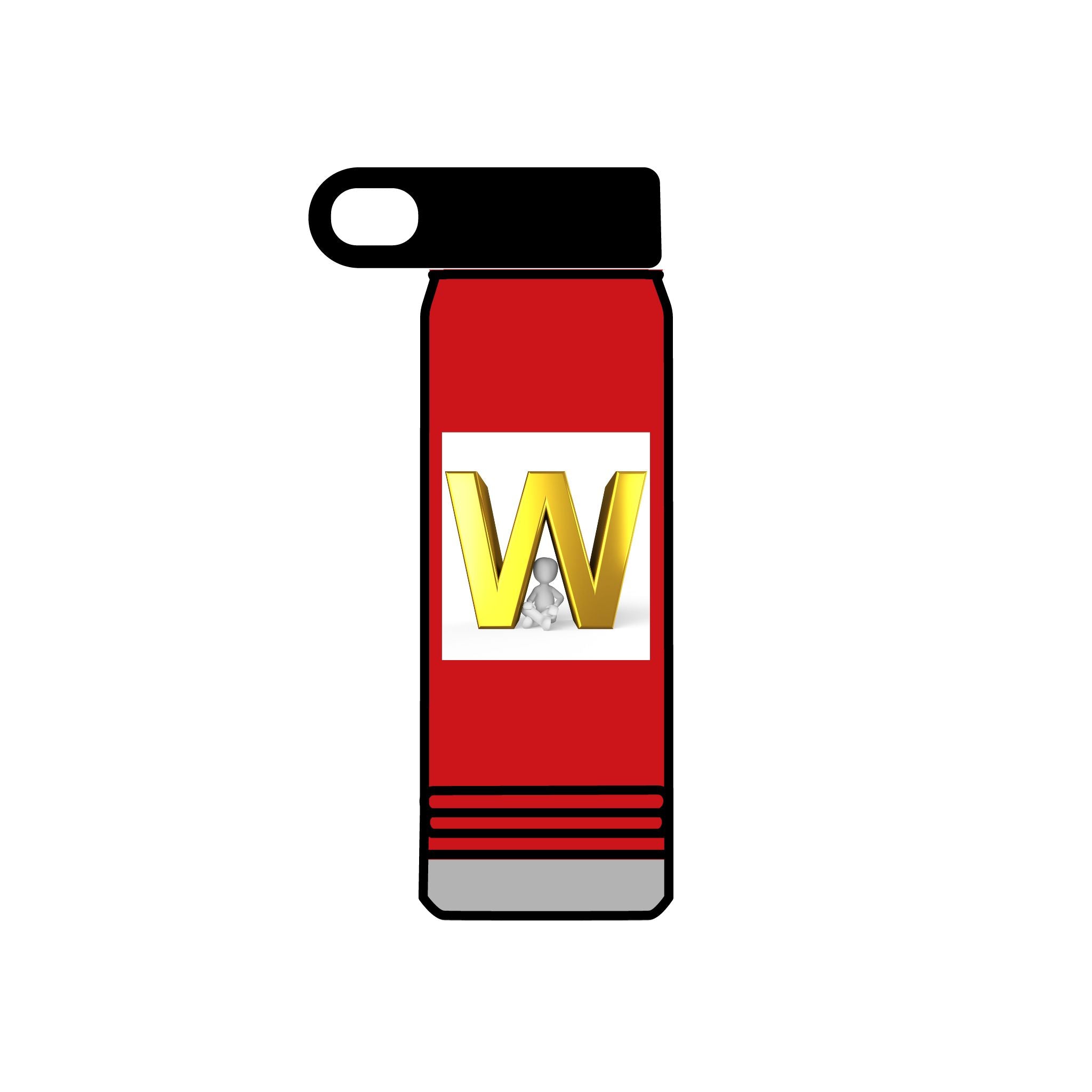 Bouteille d'eau Monogramme Lettre W Dorée | Bouteille en acier inoxydable de 590 ml