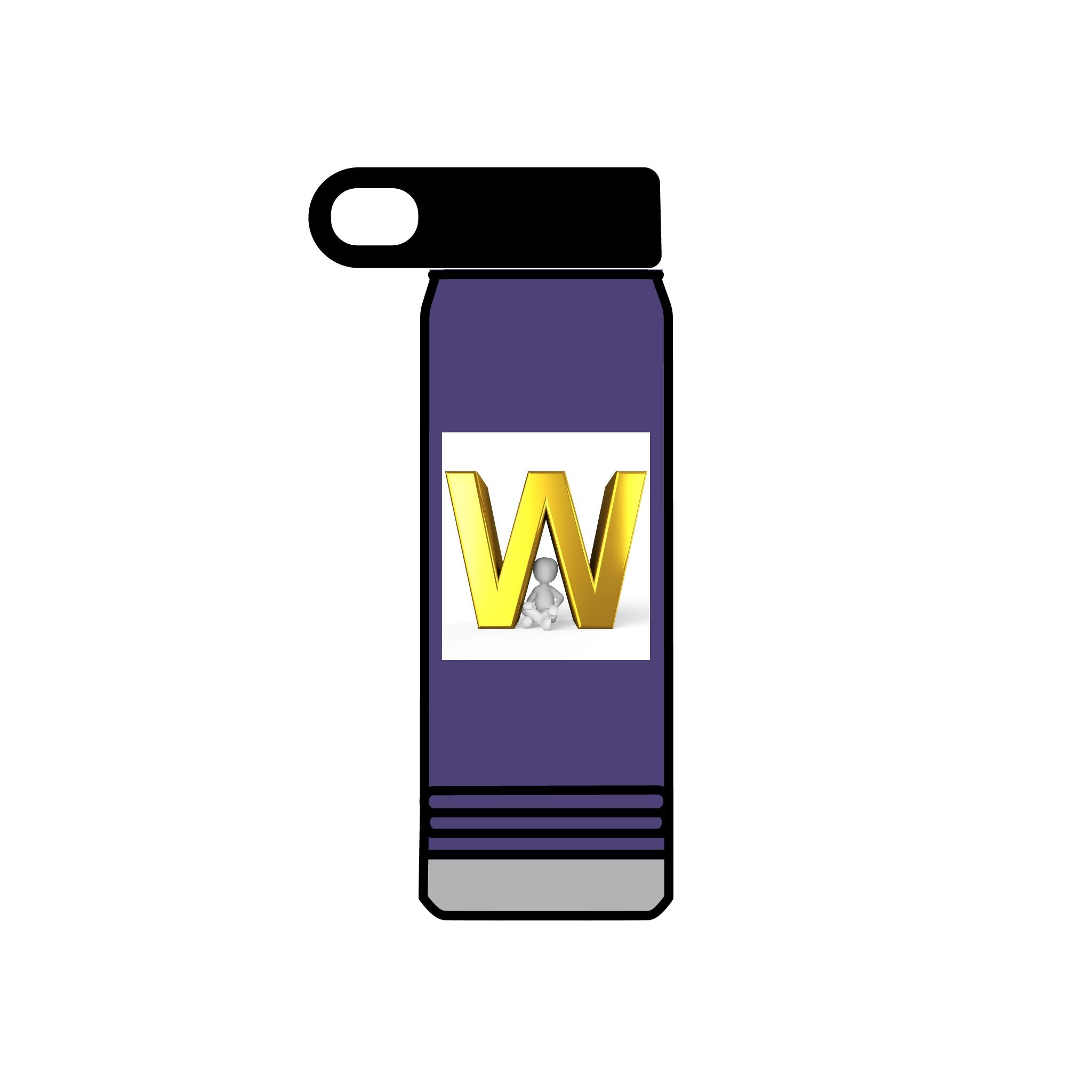 Bouteille d'eau Monogramme Lettre W Dorée | Bouteille en acier inoxydable de 590 ml