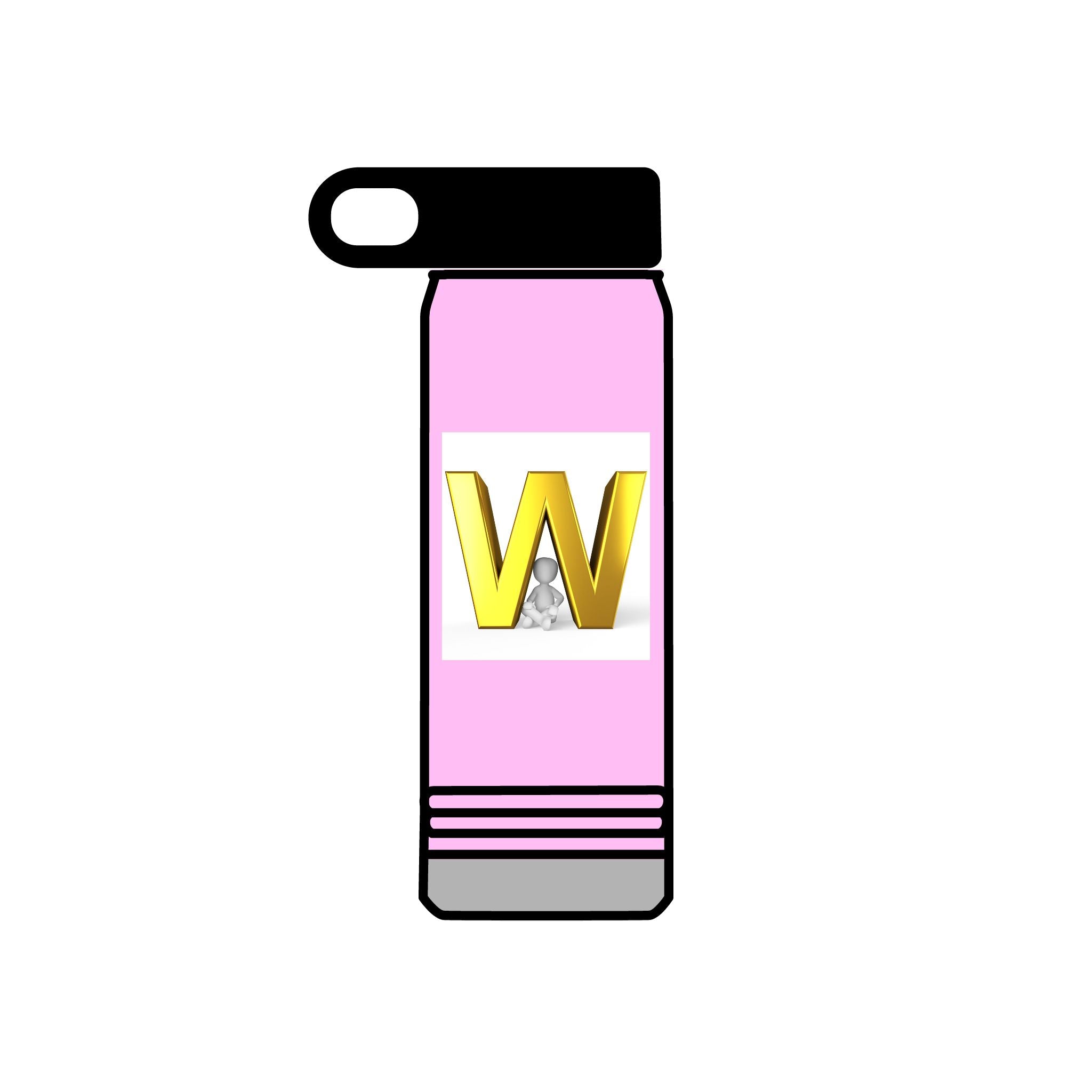 Bouteille d'eau Monogramme Lettre W Dorée | Bouteille en acier inoxydable de 590 ml