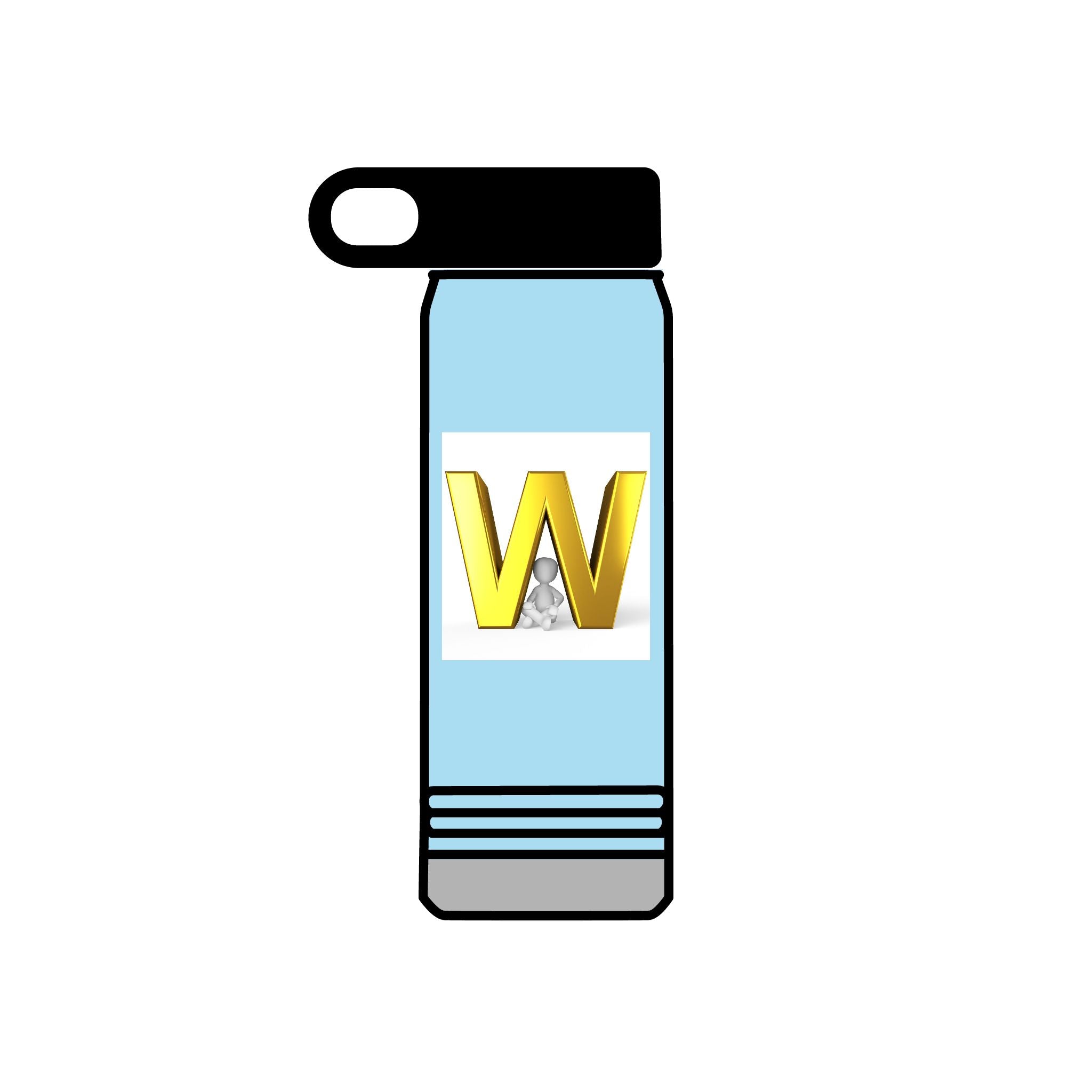 Bouteille d'eau Monogramme Lettre W Dorée | Bouteille en acier inoxydable de 590 ml