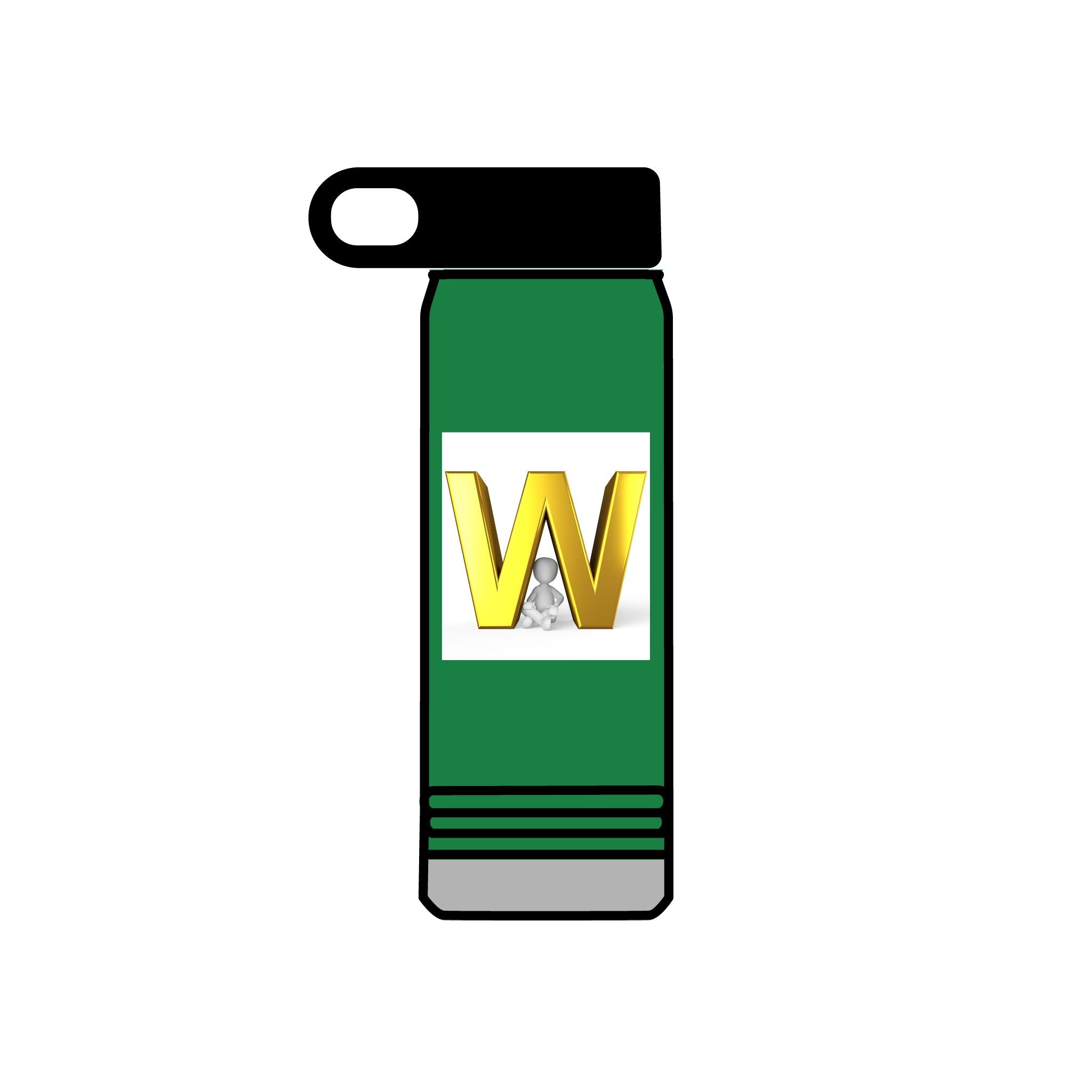 Bouteille d'eau Monogramme Lettre W Dorée | Bouteille en acier inoxydable de 590 ml