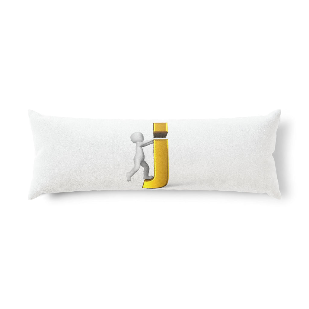 Stick Figure Climbing Gold Letter J Body Pillow | Monogram Initial Pillow