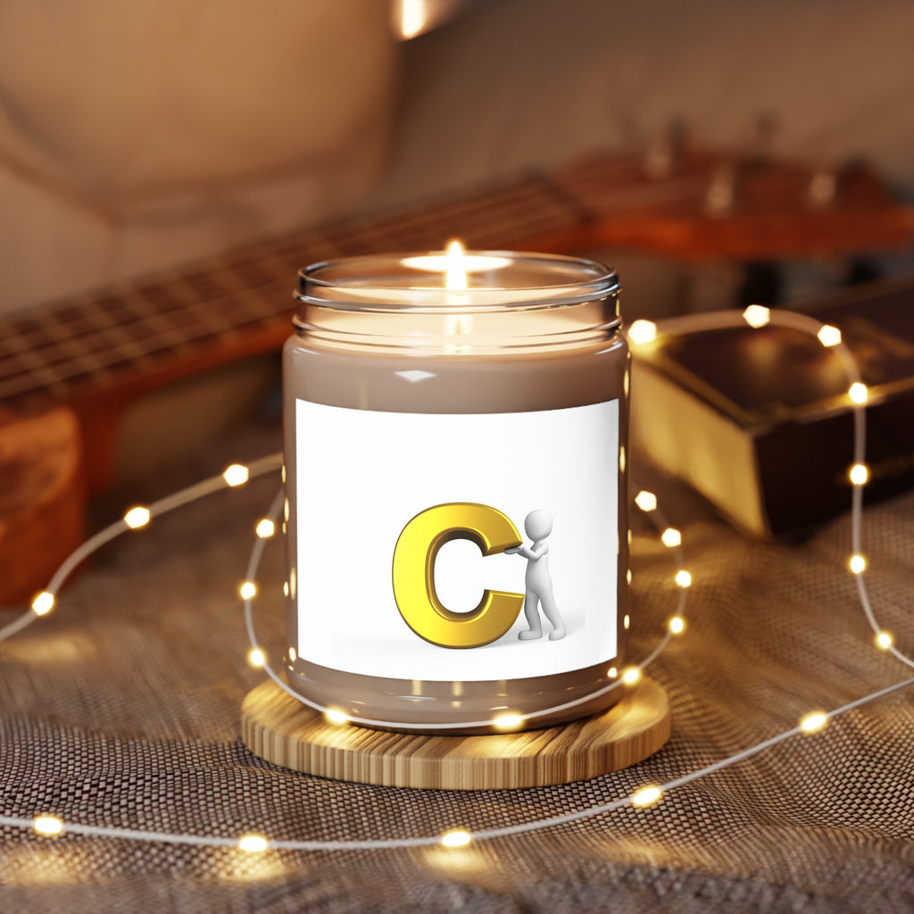 Gold Letter C Initial Candle | Scented Soy Jar 9oz