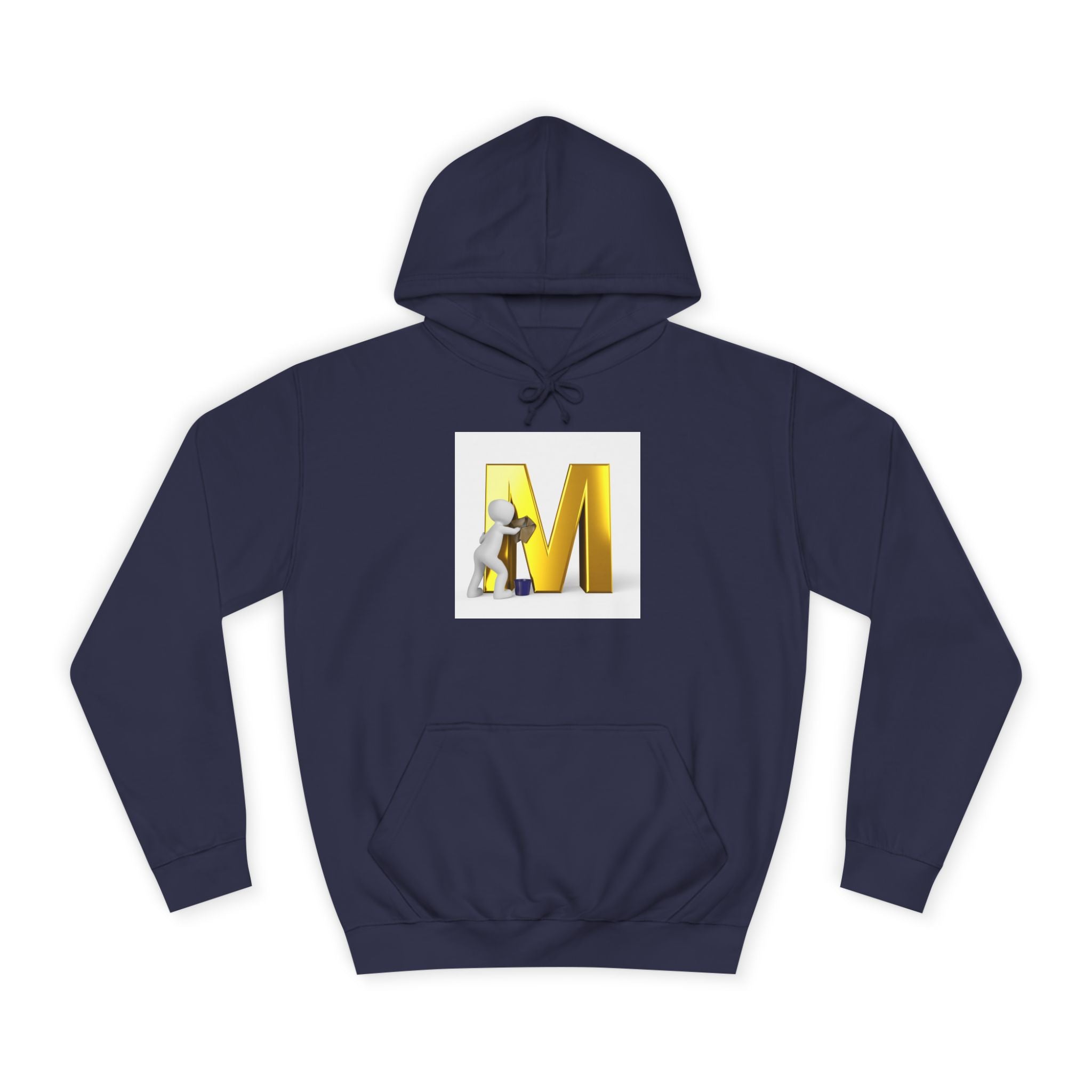 Gold Letter M with Figure Hoodie | Monogram Initial M Sweatshirt