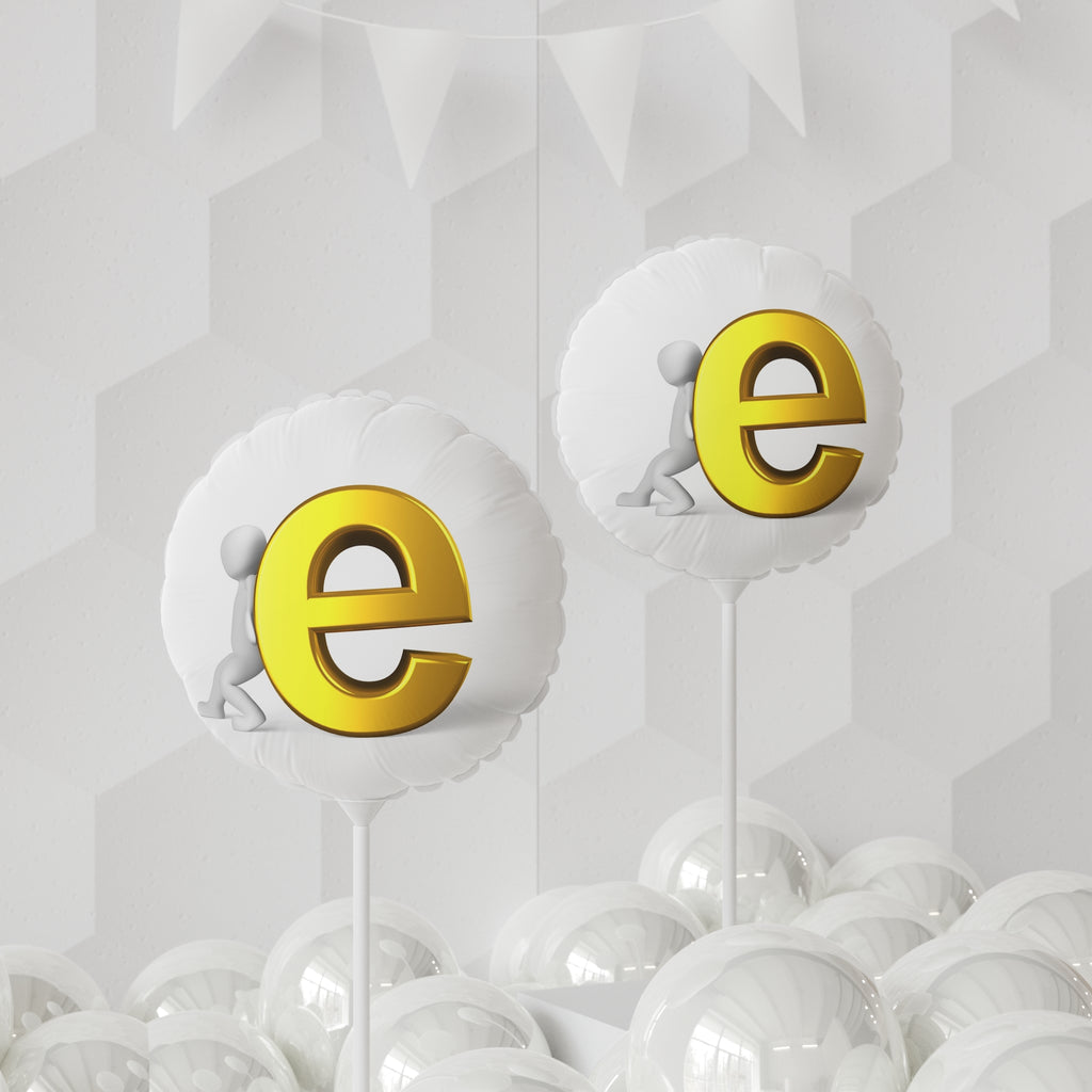 Gold Letter E Balloon 11" Round Foil Balloon | Heart or Round Shape