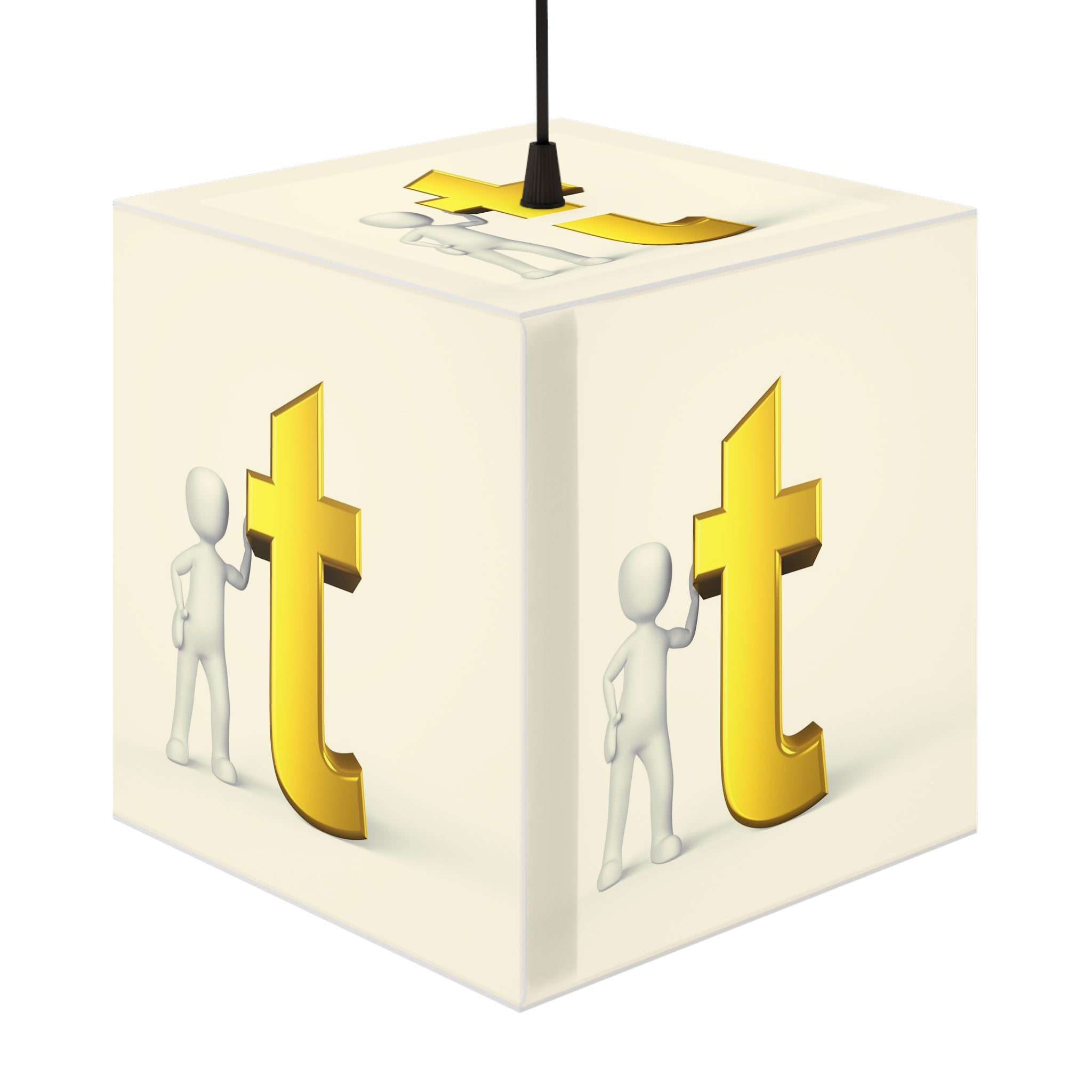 Gold T Logo Light Cube Lamp | Modern Logo Accent Lighting