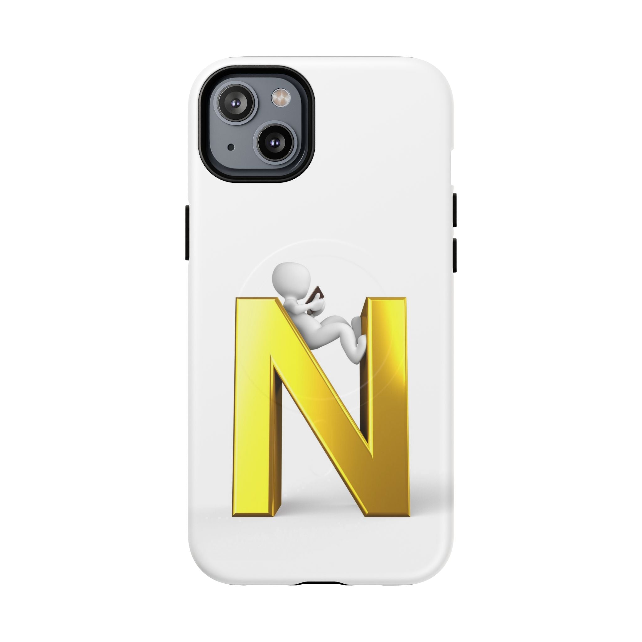 Coque de téléphone en or, lettre N, figure 3D | Coque magnétique robuste