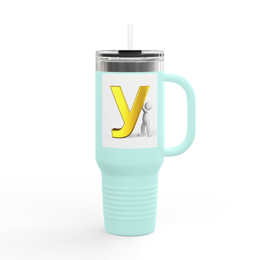Yellow Letter Y Monogram Travel Mug | 40oz Insulated Tumbler