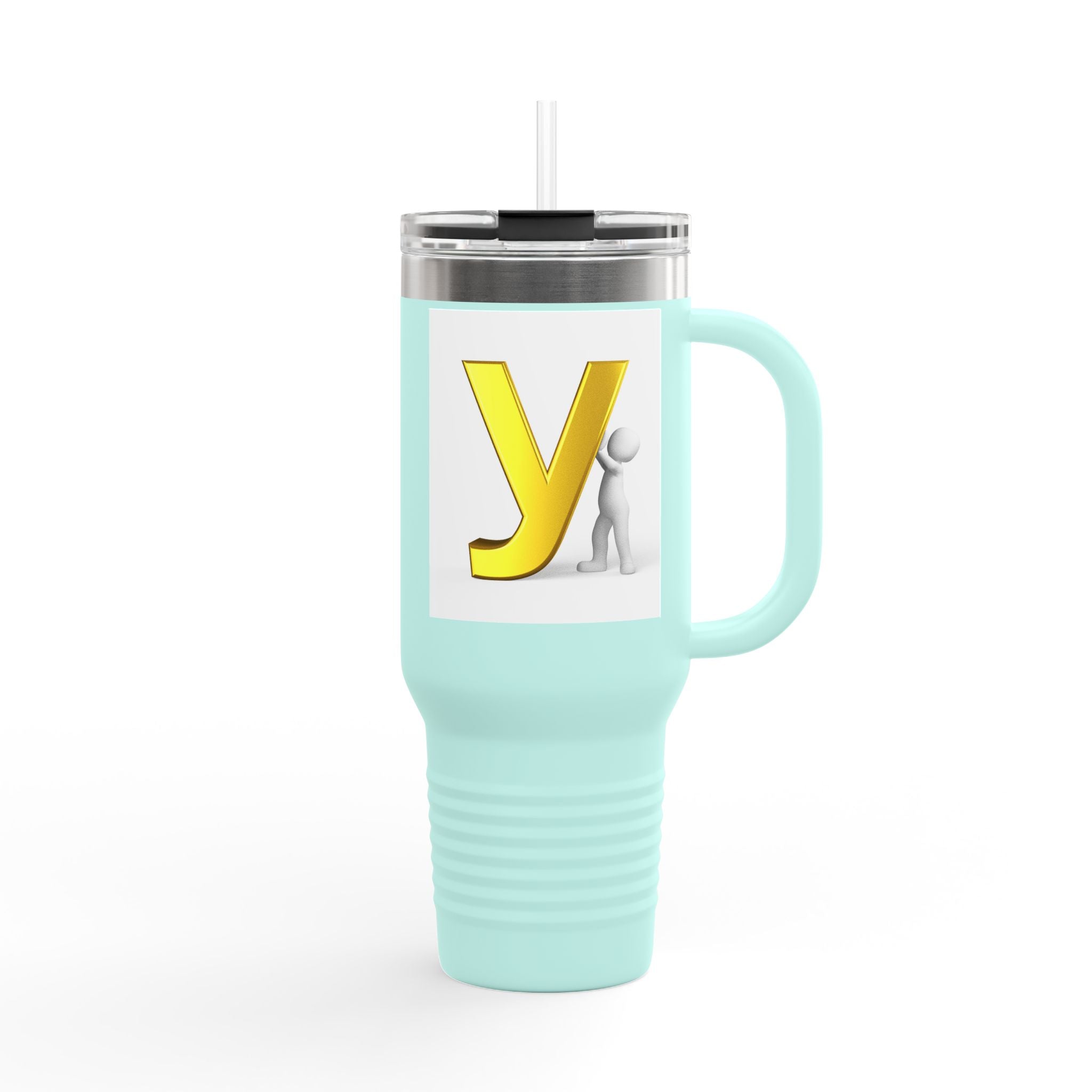Yellow Letter Y Monogram Travel Mug | 40oz Insulated Tumbler