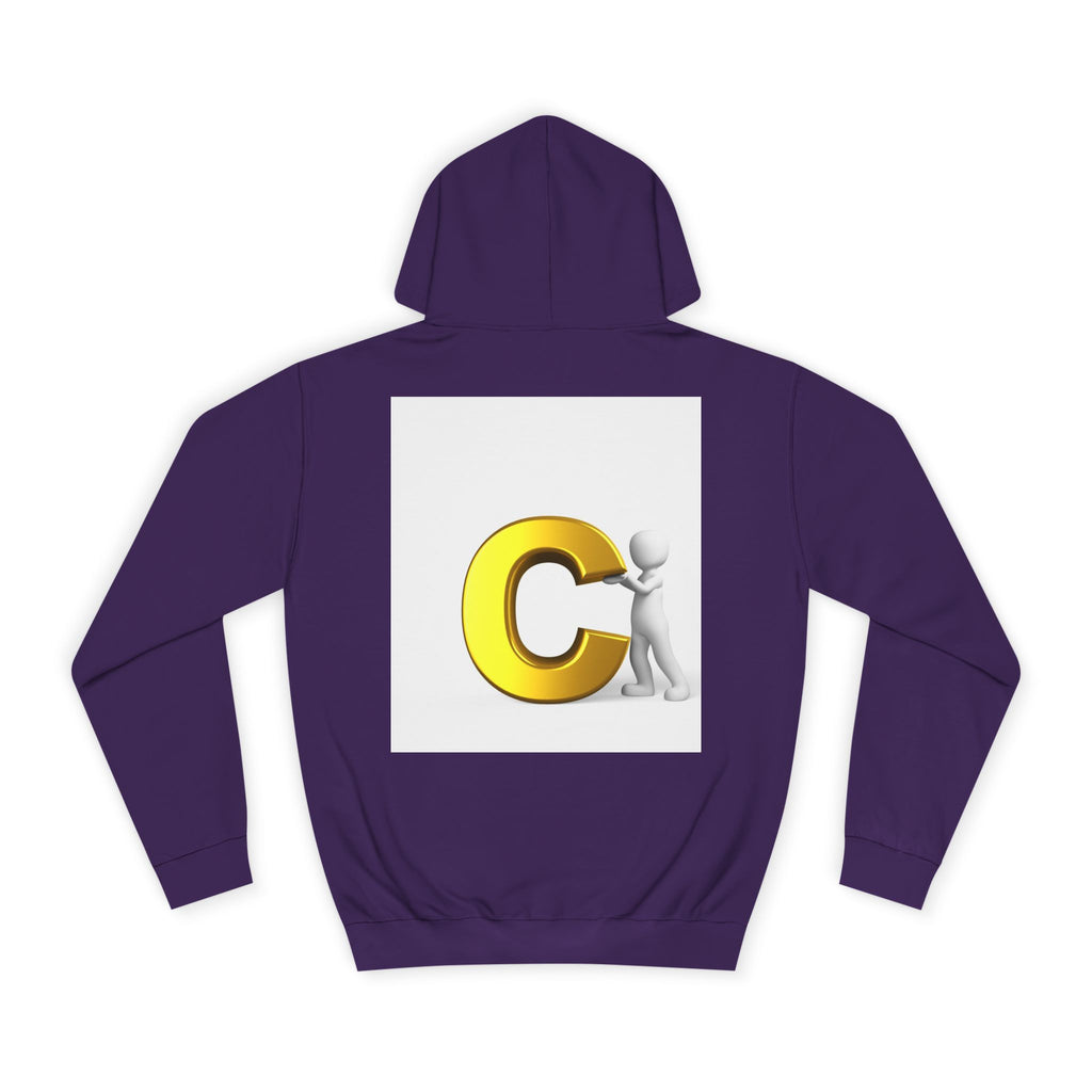 3D Yellow Letter C with Character Hoodie | Initial Monogram Sweatshirt