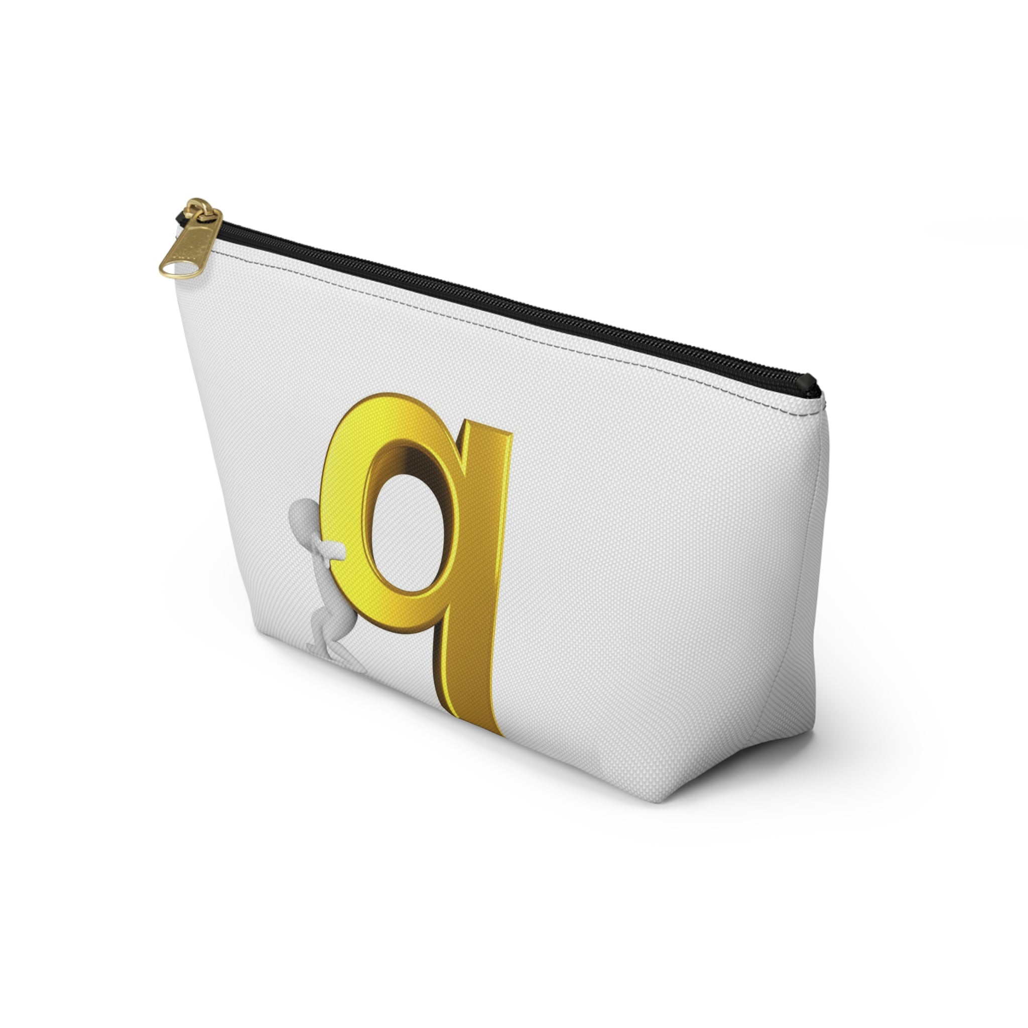 Gold Letter Q Monogram Accessory Pouch | T-Bottom Makeup Bag