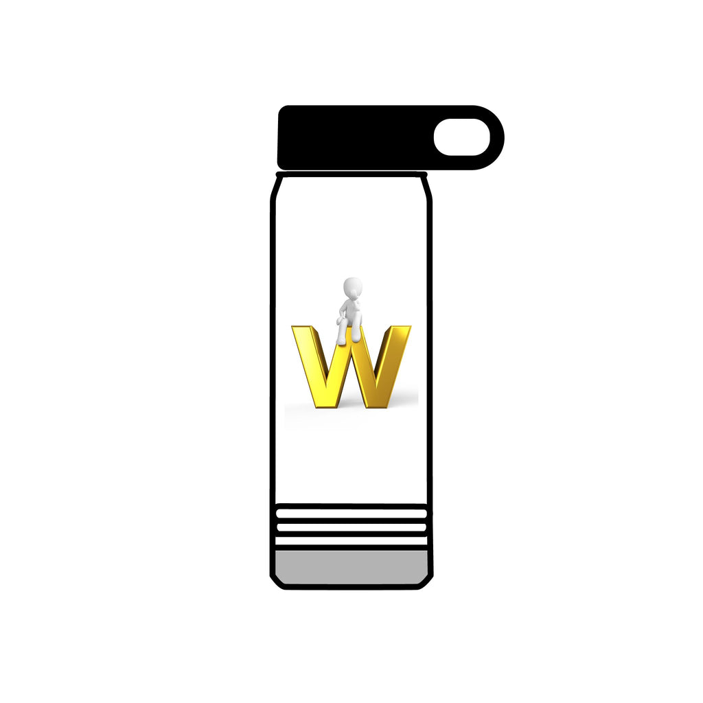 Yellow 3D W Letter with Figure Water Bottle | 20oz Stainless
