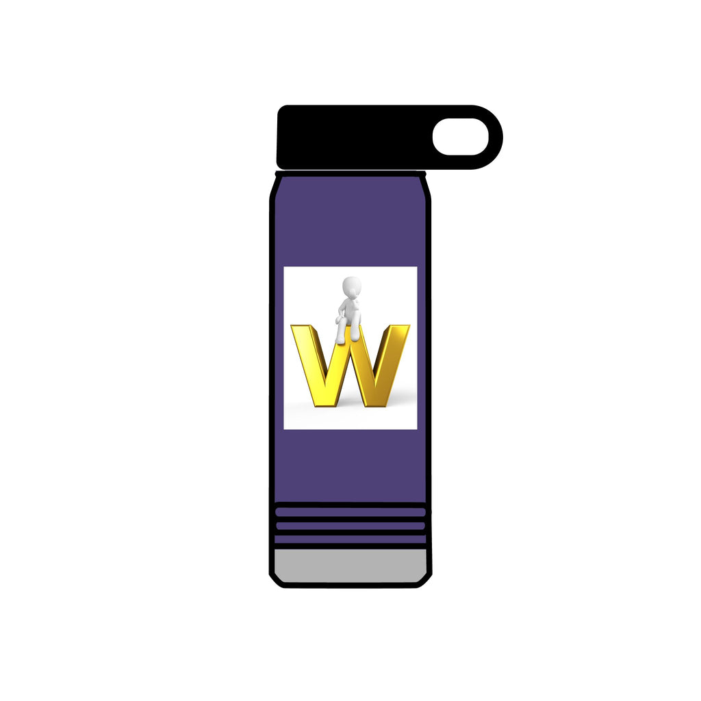 Yellow 3D W Letter with Figure Water Bottle | 20oz Stainless