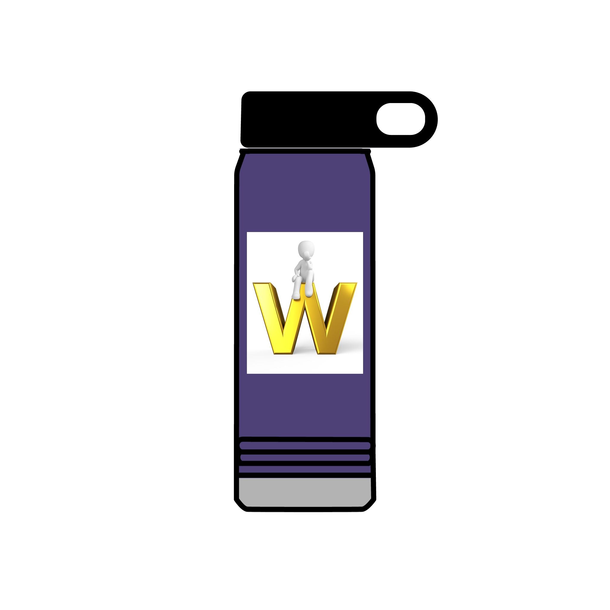 Yellow 3D W Letter with Figure Water Bottle | 20oz Stainless