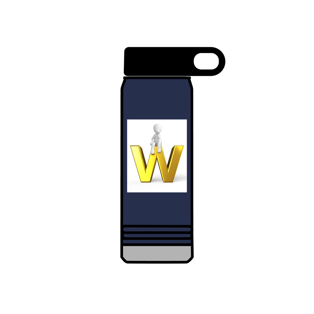 Yellow 3D W Letter with Figure Water Bottle | 20oz Stainless