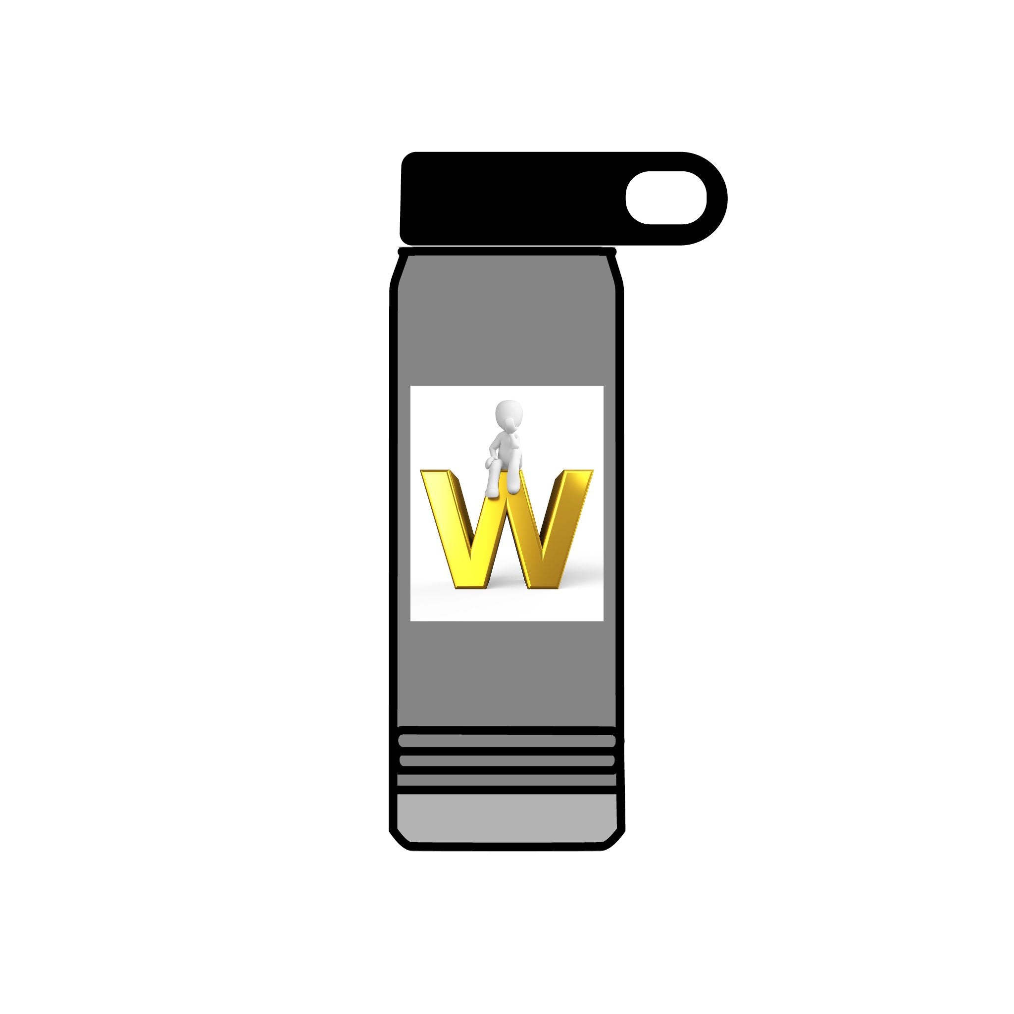 Yellow 3D W Letter with Figure Water Bottle | 20oz Stainless