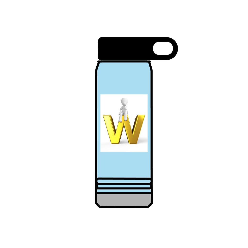 Yellow 3D W Letter with Figure Water Bottle | 20oz Stainless