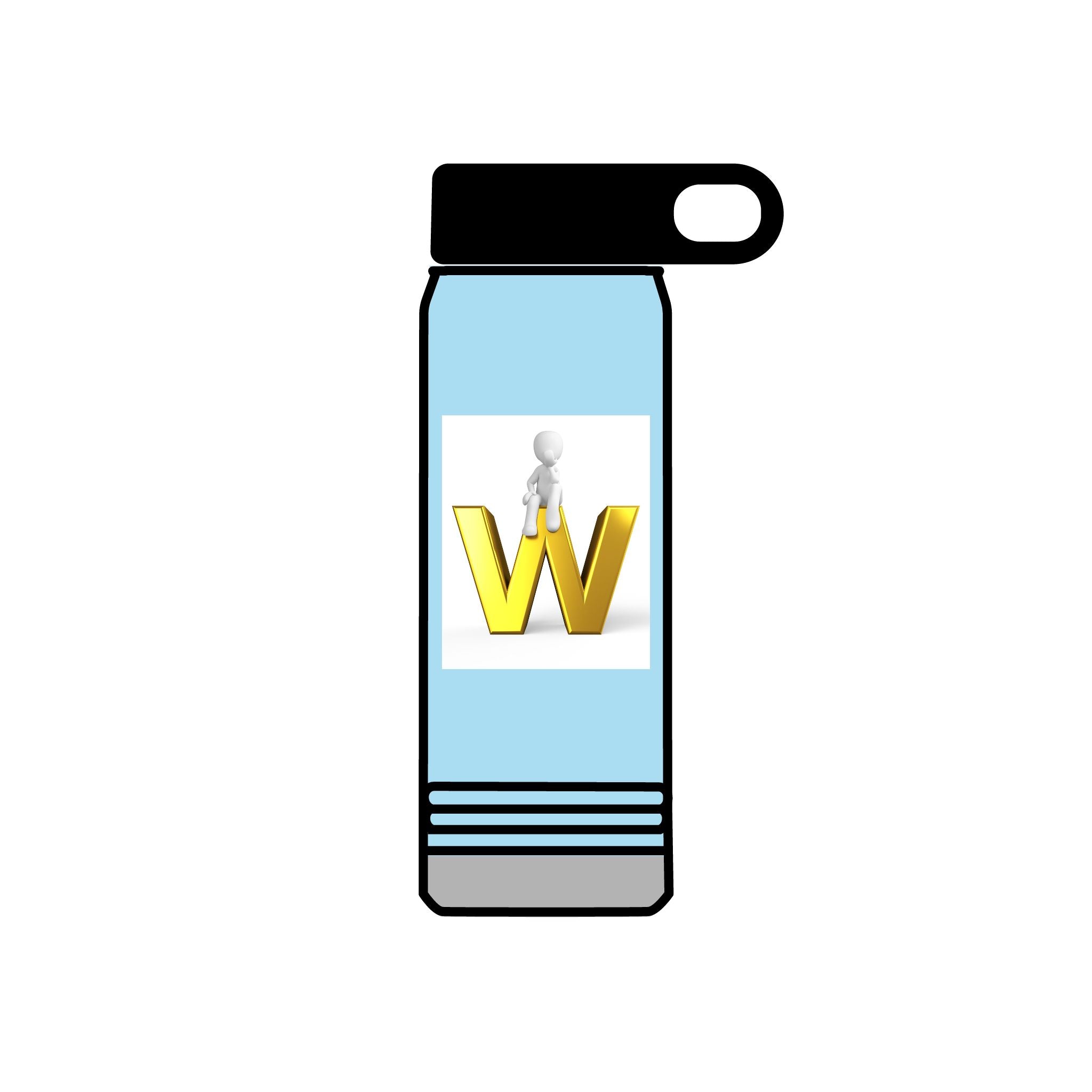 Yellow 3D W Letter with Figure Water Bottle | 20oz Stainless