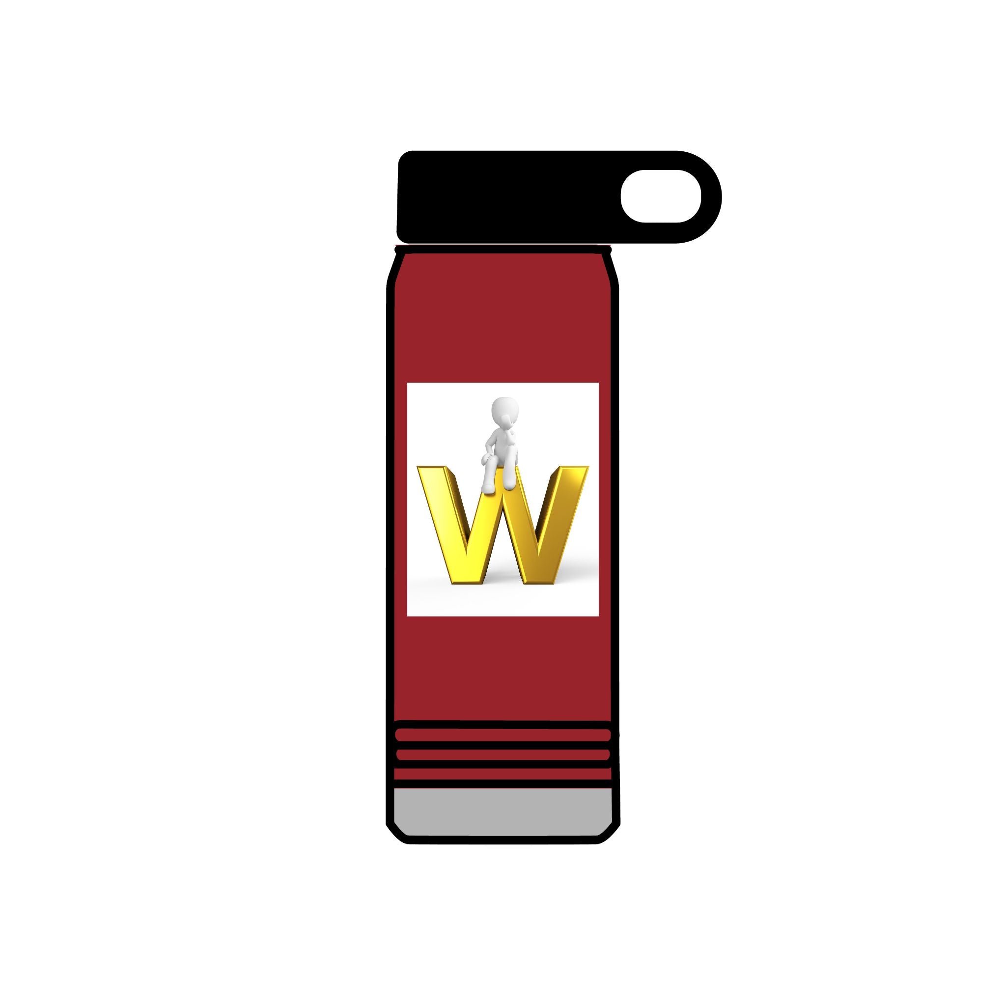 Yellow 3D W Letter with Figure Water Bottle | 20oz Stainless