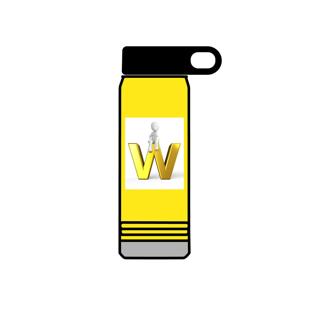 Yellow 3D W Letter with Figure Water Bottle | 20oz Stainless
