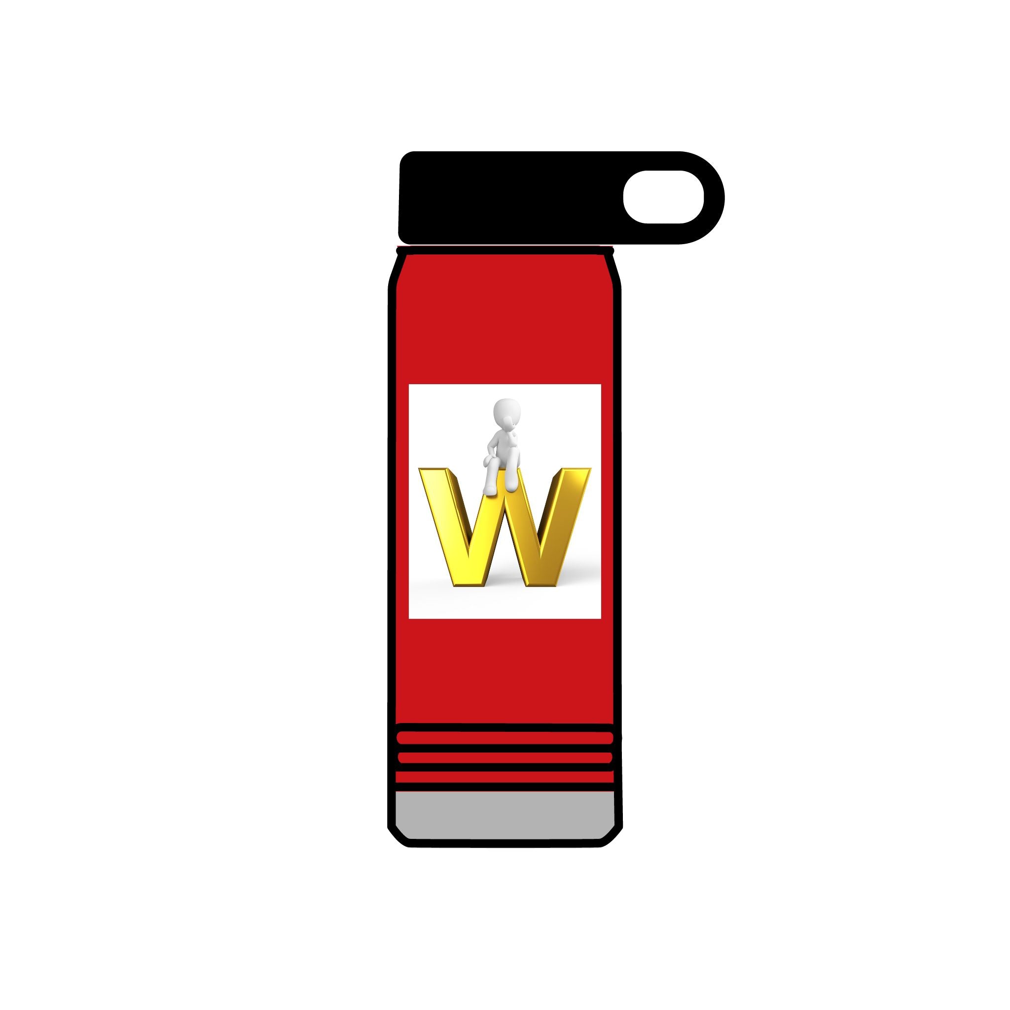 Yellow 3D W Letter with Figure Water Bottle | 20oz Stainless