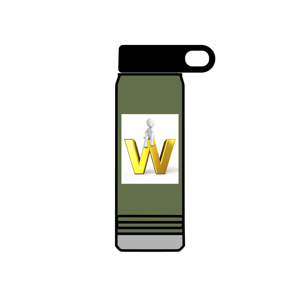 Yellow 3D W Letter with Figure Water Bottle | 20oz Stainless