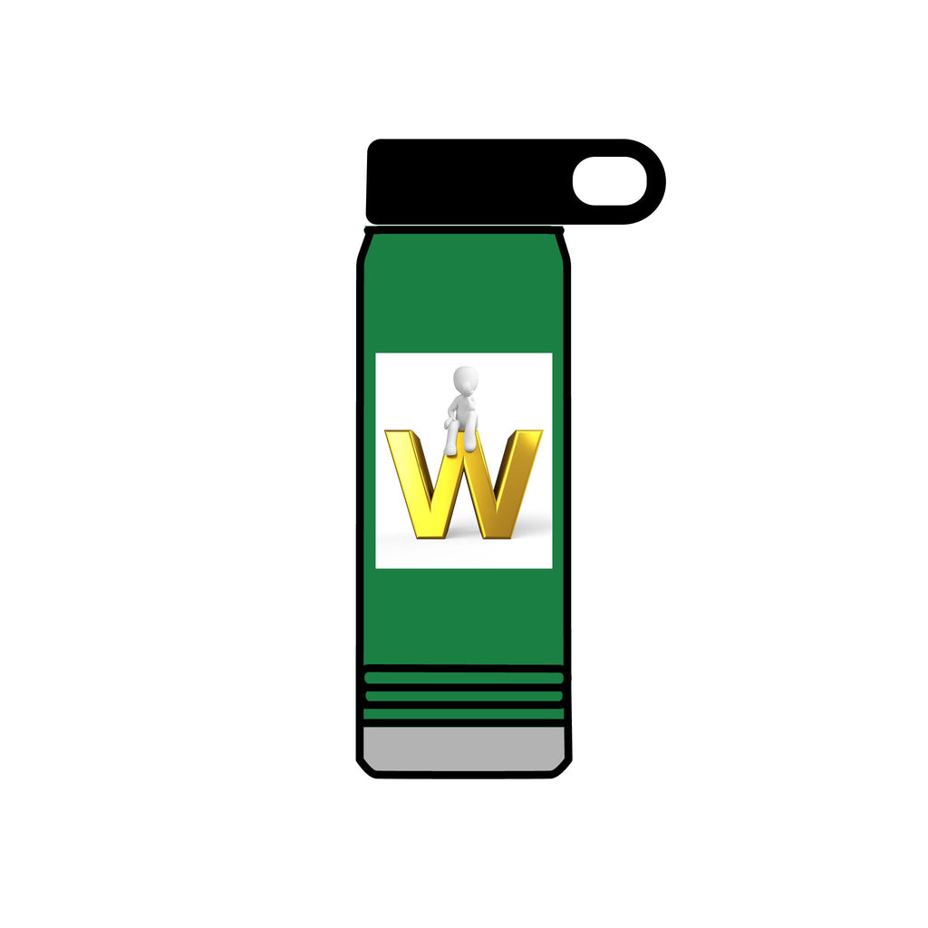 Yellow 3D W Letter with Figure Water Bottle | 20oz Stainless